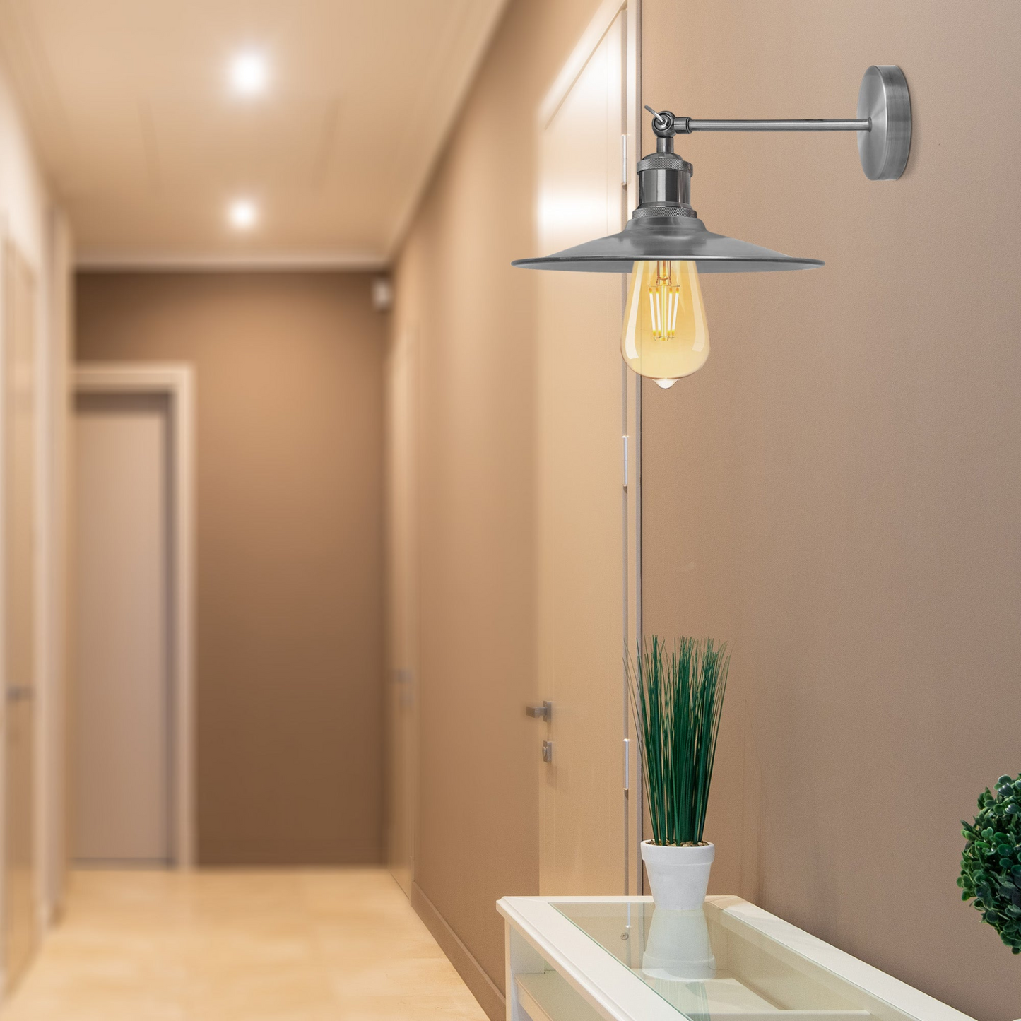 Modern Vintage Industrial Wall Mounted Light Satin Nickel Sconce Lamp Fixture Light UK~4070
