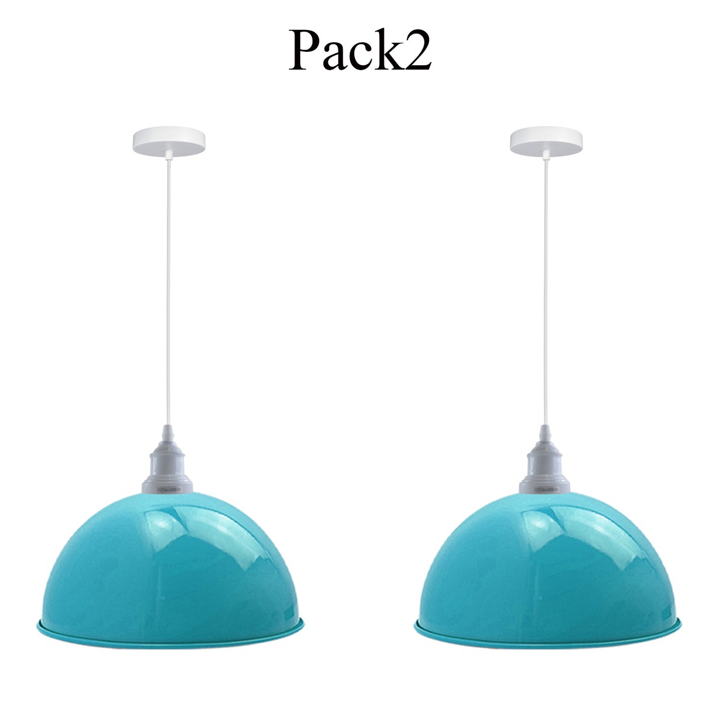 2 Pack Industrial Ceiling Light Blue Pendant Light Retro Loft Style Metal Shade Lamp~3572