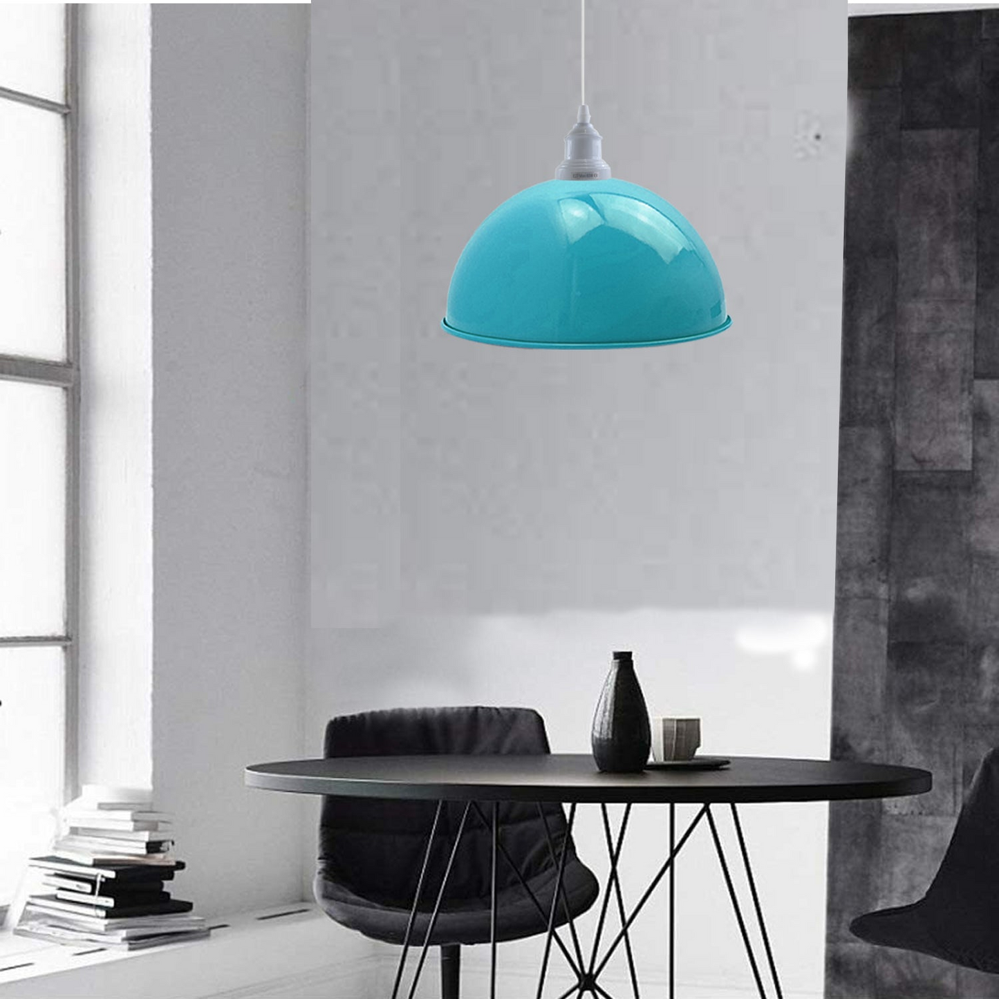 2 Pack Industrial Ceiling Light Blue Pendant Light Retro Loft Style Metal Shade Lamp~3572