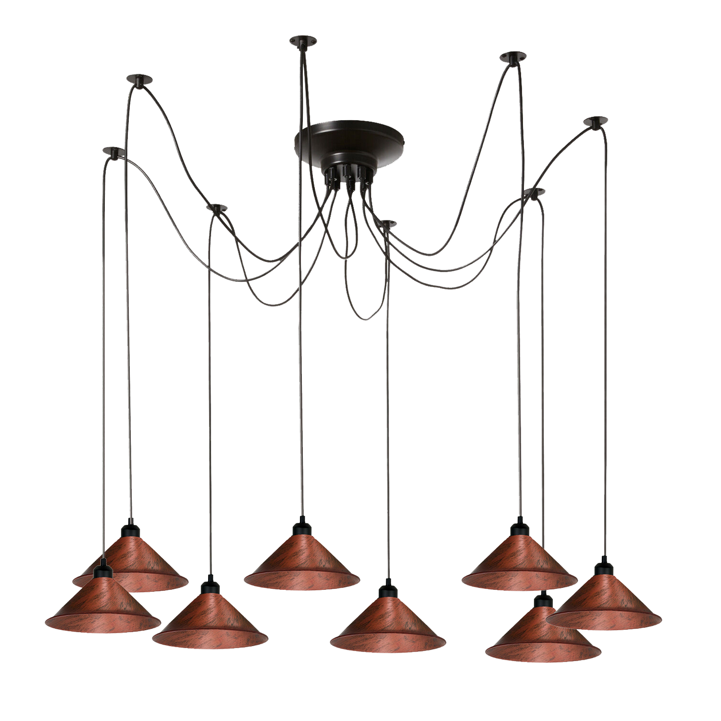 Modern Industrial Rustic Red Spider Ceiling Pendant Light Metal Cone Shade Indoor Hanging Light~1000