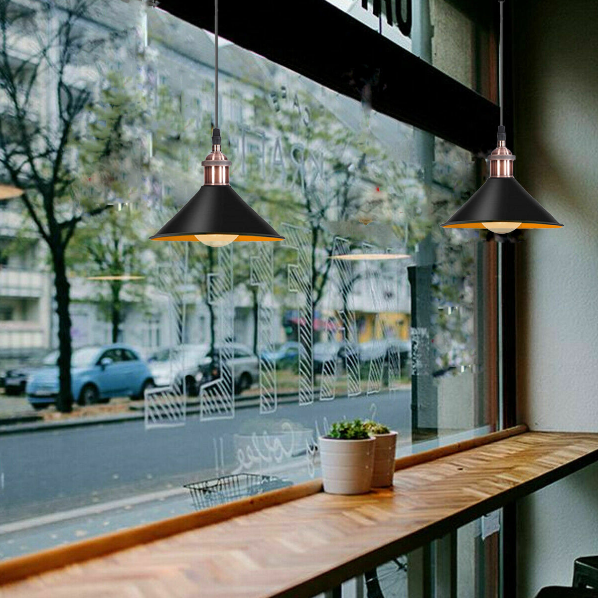 Modern Black Pendant Lamp Vintage Industrial Metal Cone Ceiling Light Shade~1514
