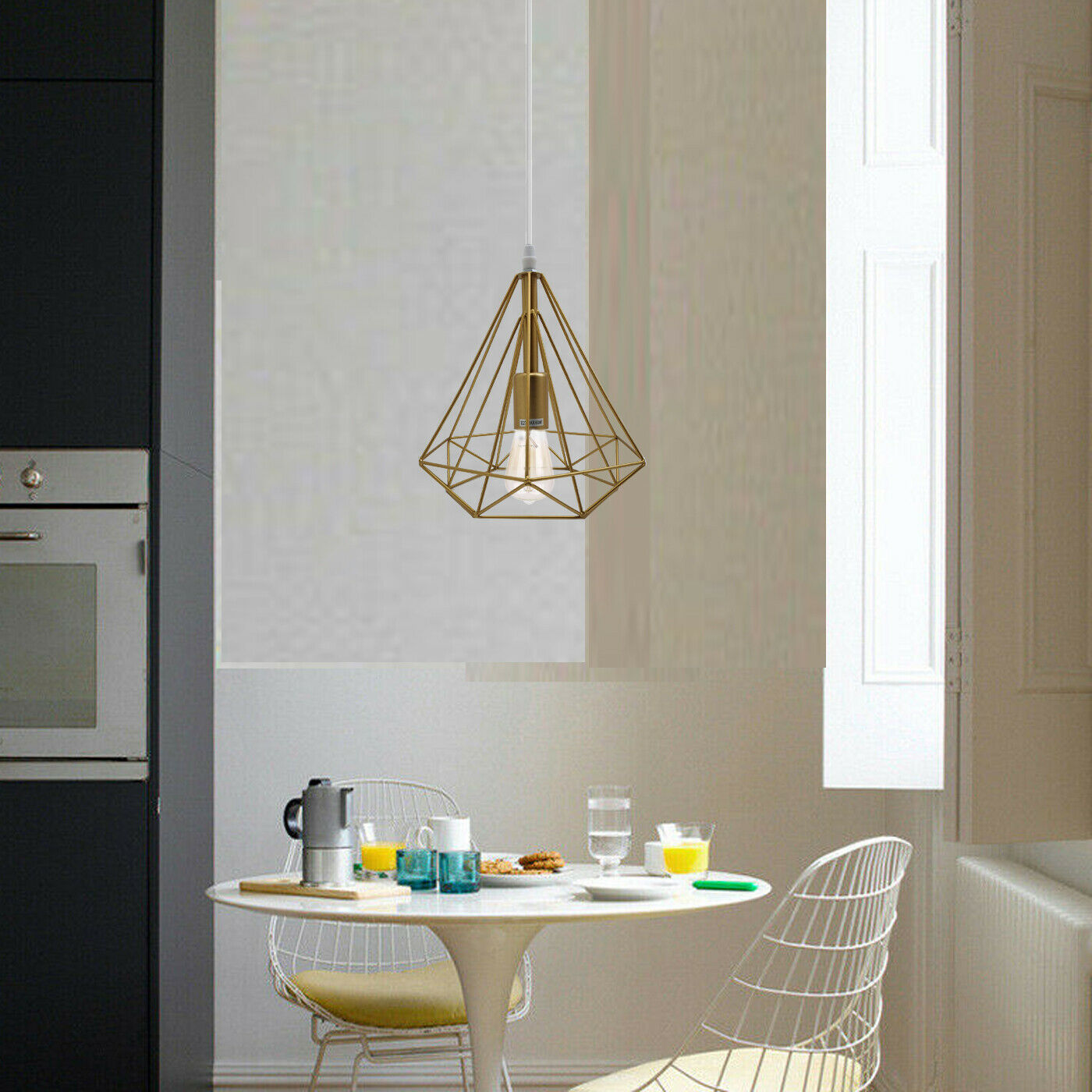 Vintage Metal Pendant Light Ceiling Industrial Modern Geometric Wire Cage Hanging Lampshade~2296