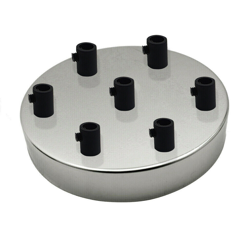 LEDSone industrial vintage 7 Outlet Chrome Metal Ceiling Rose 120x25mm~2786