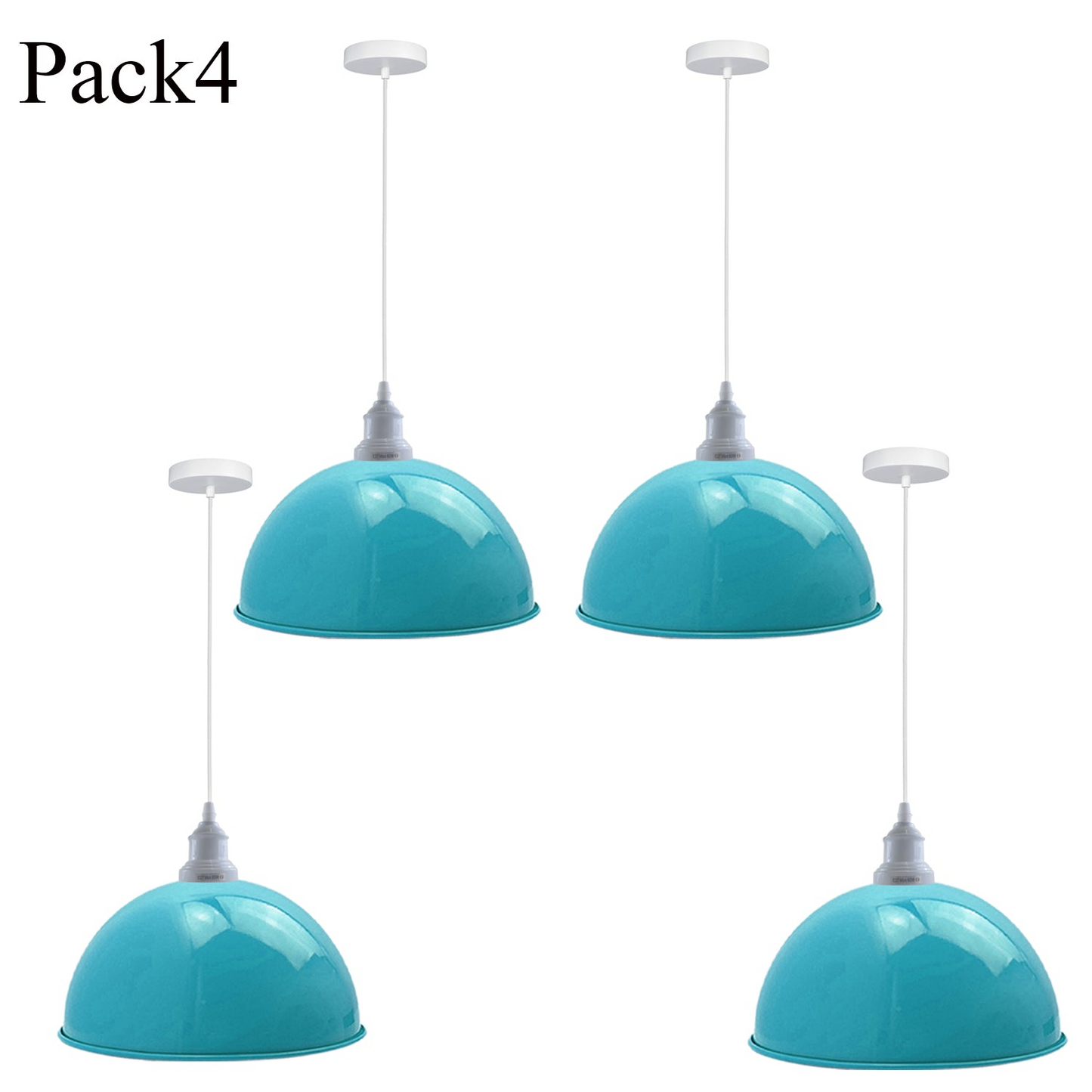 4 Pack Vintage Industrial Ceiling Light Blue Pendant Light Retro Loft Style Metal Shade Lamp~3570