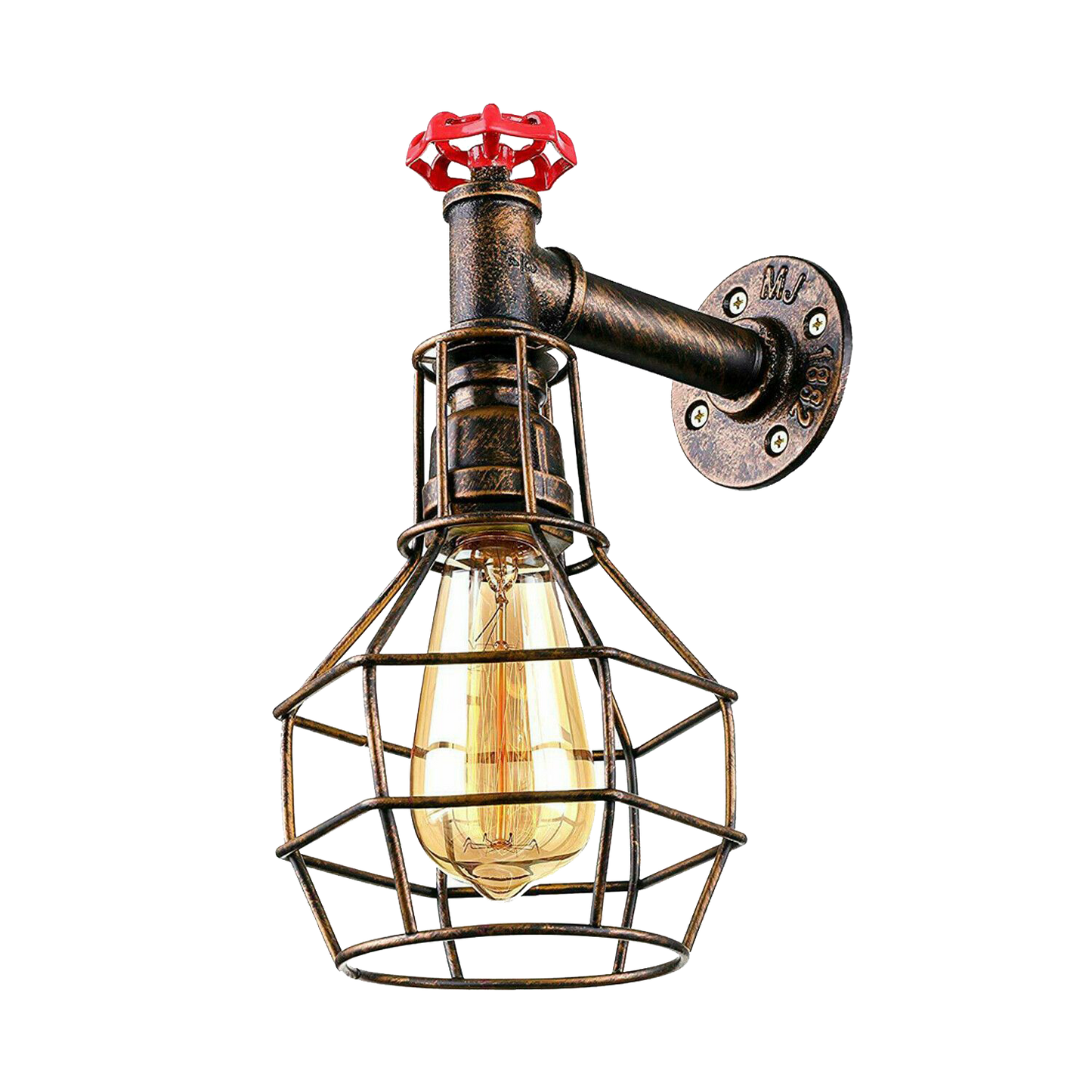 Brushed Copper Modern Industrial Retro Vintage Style Pipe Cage Wall Light Wall Lamp Fixture~1117