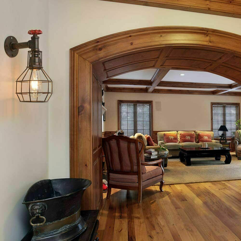 Brushed Copper Modern Industrial Retro Vintage Style Pipe Cage Wall Light Wall Lamp Fixture~1117