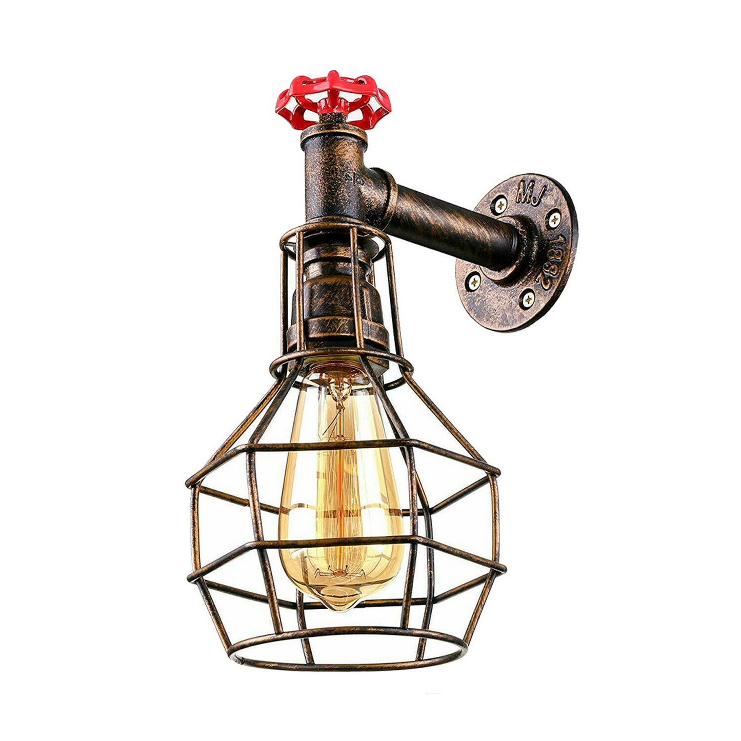 Brushed Copper Modern Industrial Retro Vintage Style Pipe Cage Wall Light Wall Lamp Fixture~1117