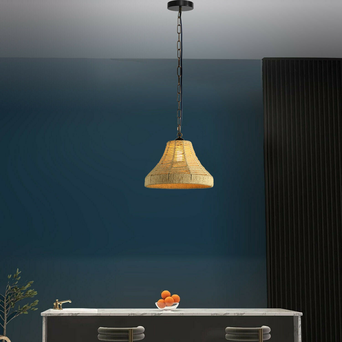 LEDSone industrial Bell Shape Ceiling Pendant Light Hemp Rope Hanging Light E27 Lamp Shade~1533