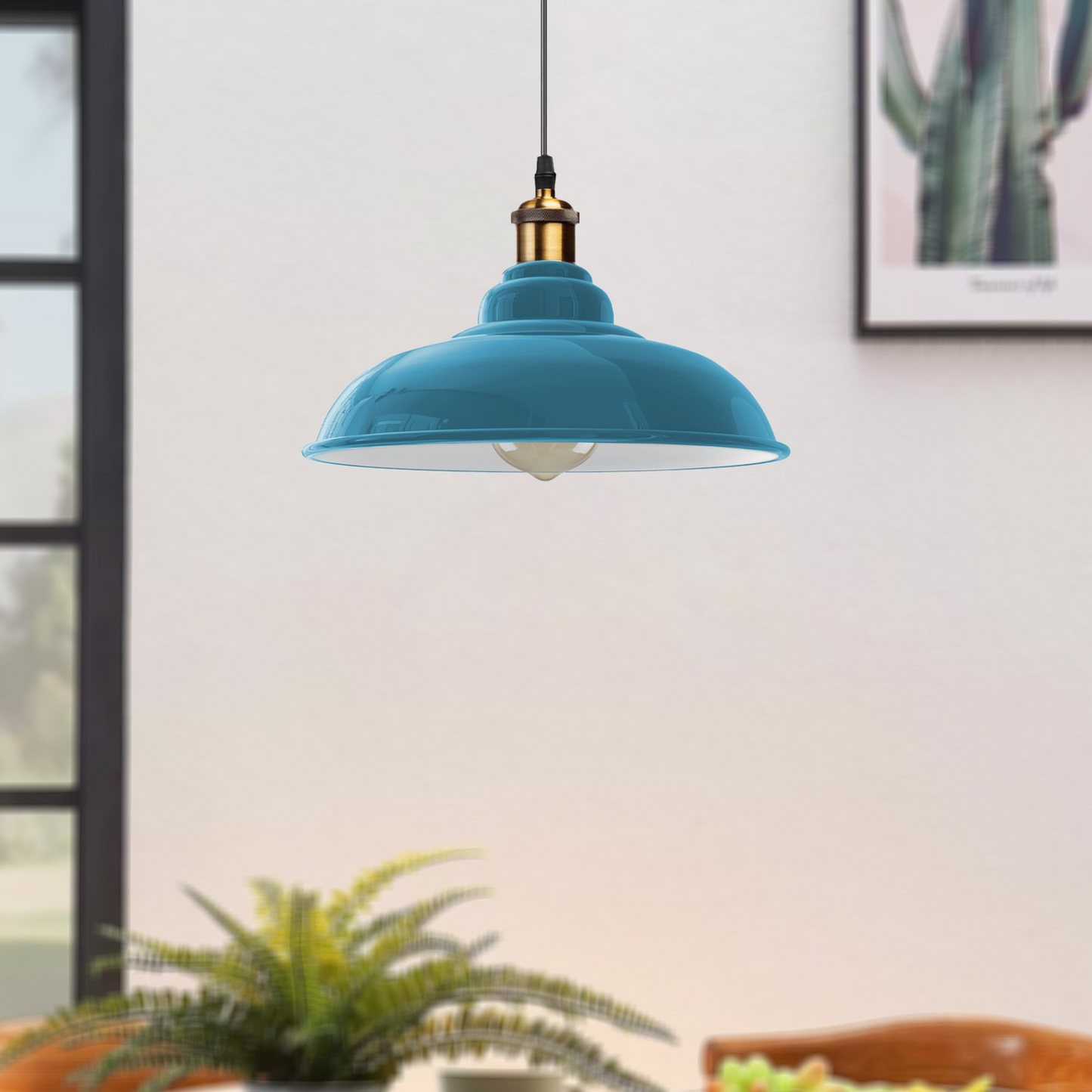 Cyan Blue Gloss Modern Metal Indoor Home Light Lampshade~1084