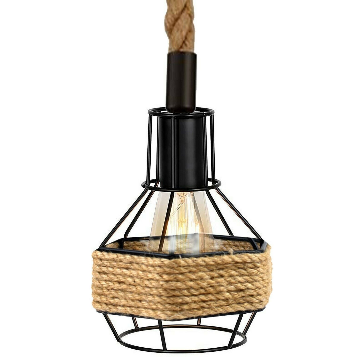 Vintage Pendant Shade Modern Hanging Retro Lighting Industrial Metal Hemp Ceiling~2708