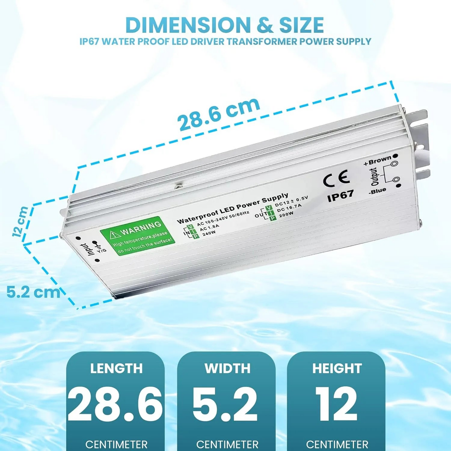 Aluminium IP67 Transformer 300W 12V LED Driver Outdoor Use ~3354