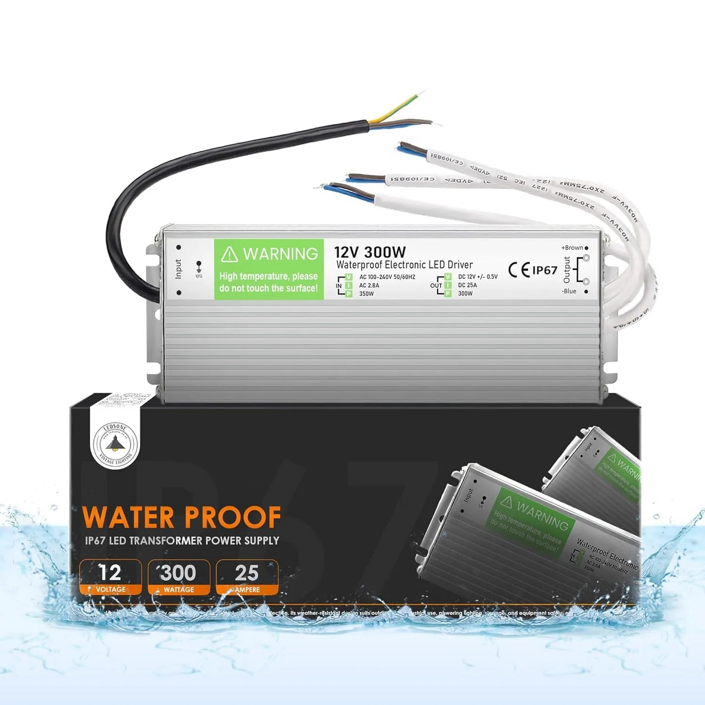 Aluminium IP67 Transformer 300W 12V LED Driver Outdoor Use ~3354