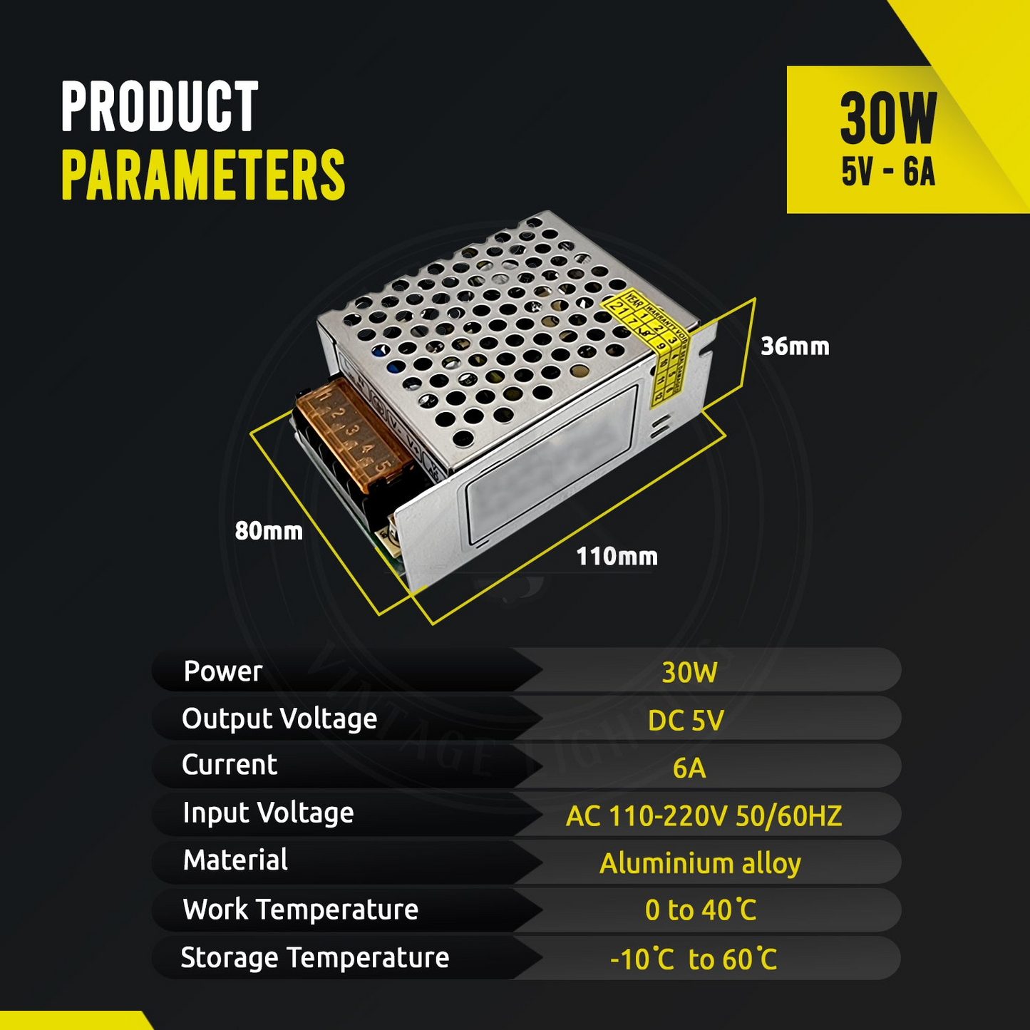 DC 5V 6A 30W Power Supply Switch AC 110V/220V Switching Converter~3287