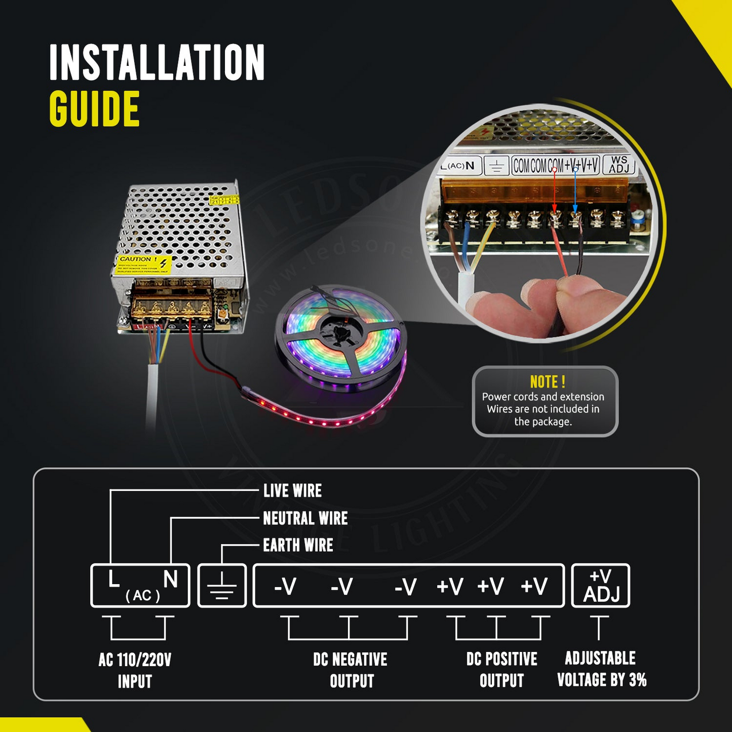 IP20 360W 15A DC24 Voltage LED Transformer~3294