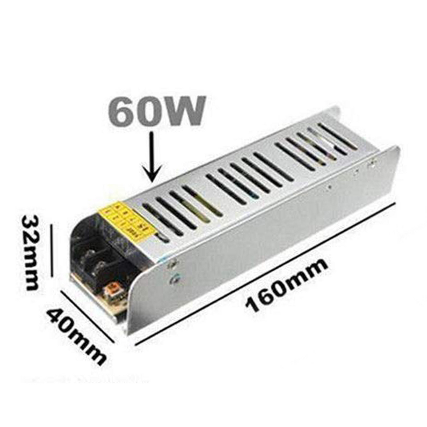 DC12V 60W IP20 Mini Universal 5 Amp Switching LED Transformer~3332