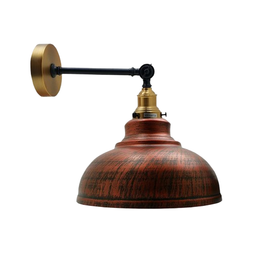 Rustic Red Metal Curvy Brushed Industrial Wall Mounted Wall Lamp Light~3461