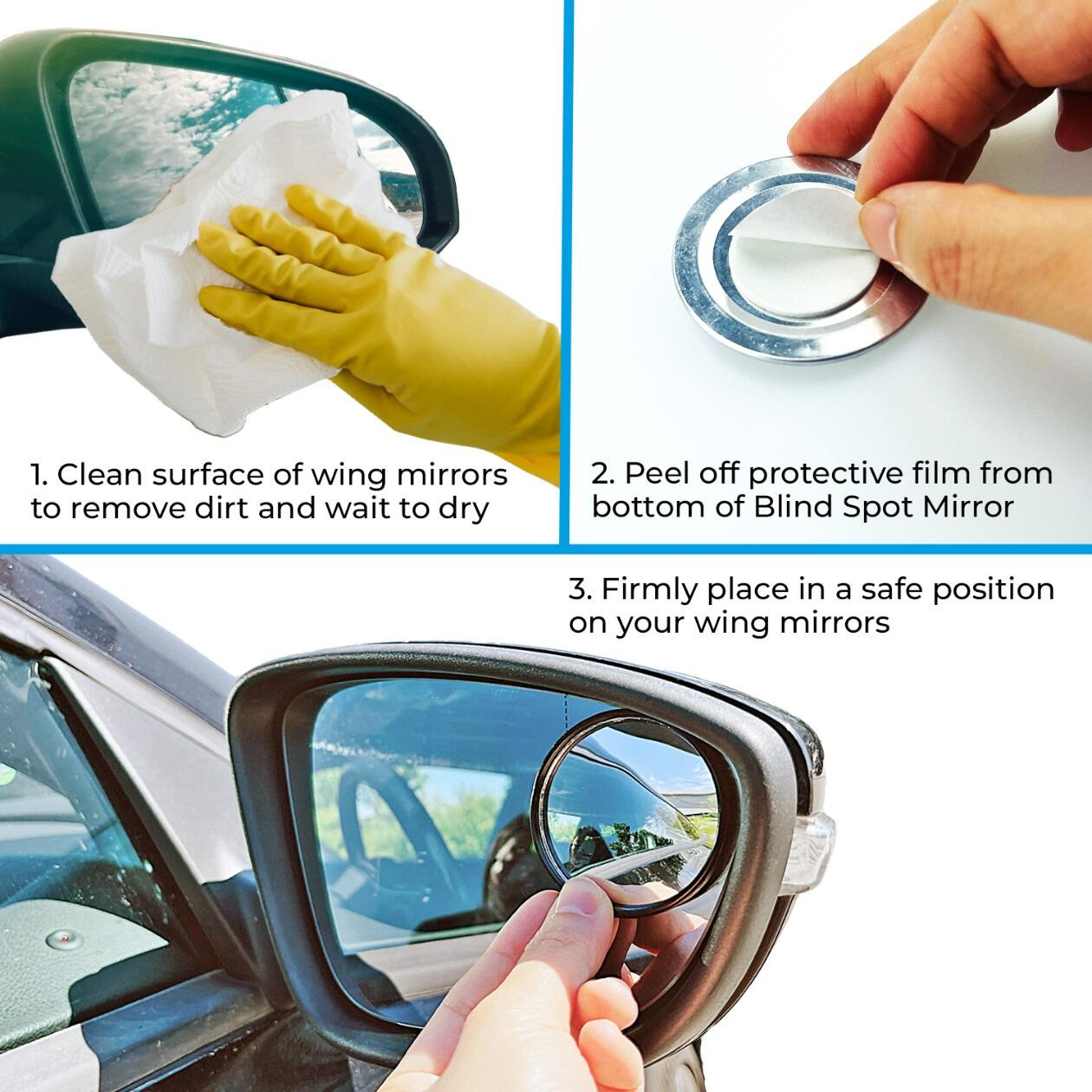 2x Blind Spot Convex Mirrors - Enhance Visibility & Drive Safely