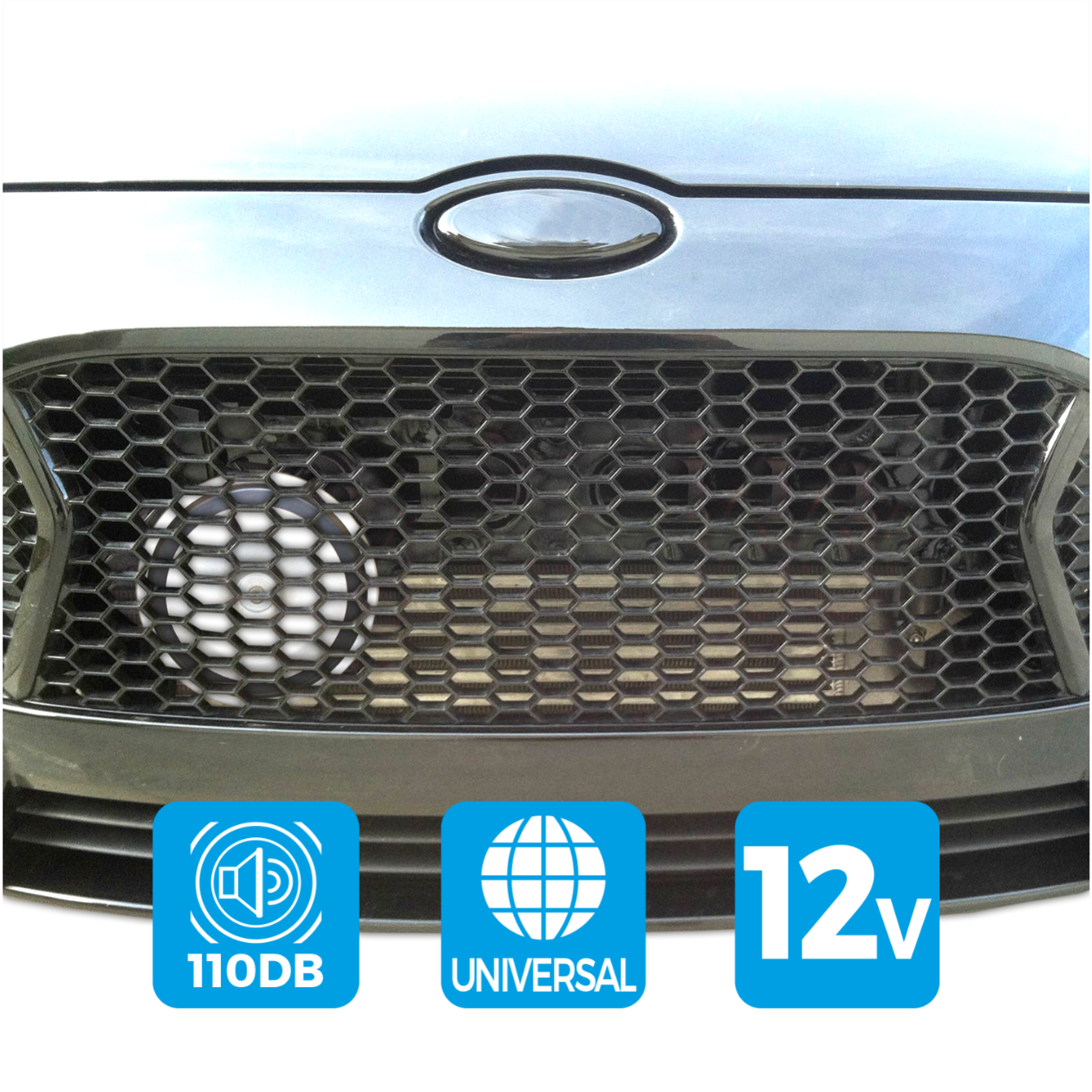 Universal 12V Disc Horn - High Tone, 110dB Output with Fly Lead & Bracket