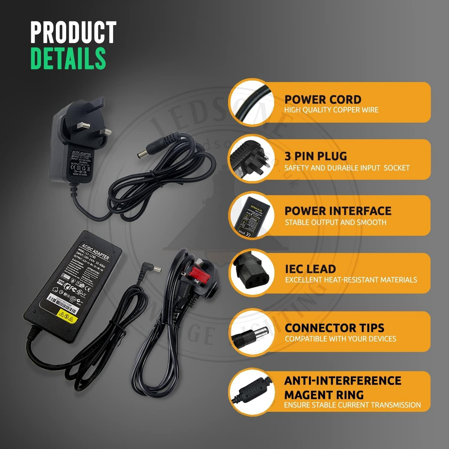 Universal Regulated Power Adapters_AC 100-240V to DC 12W 1A~2366