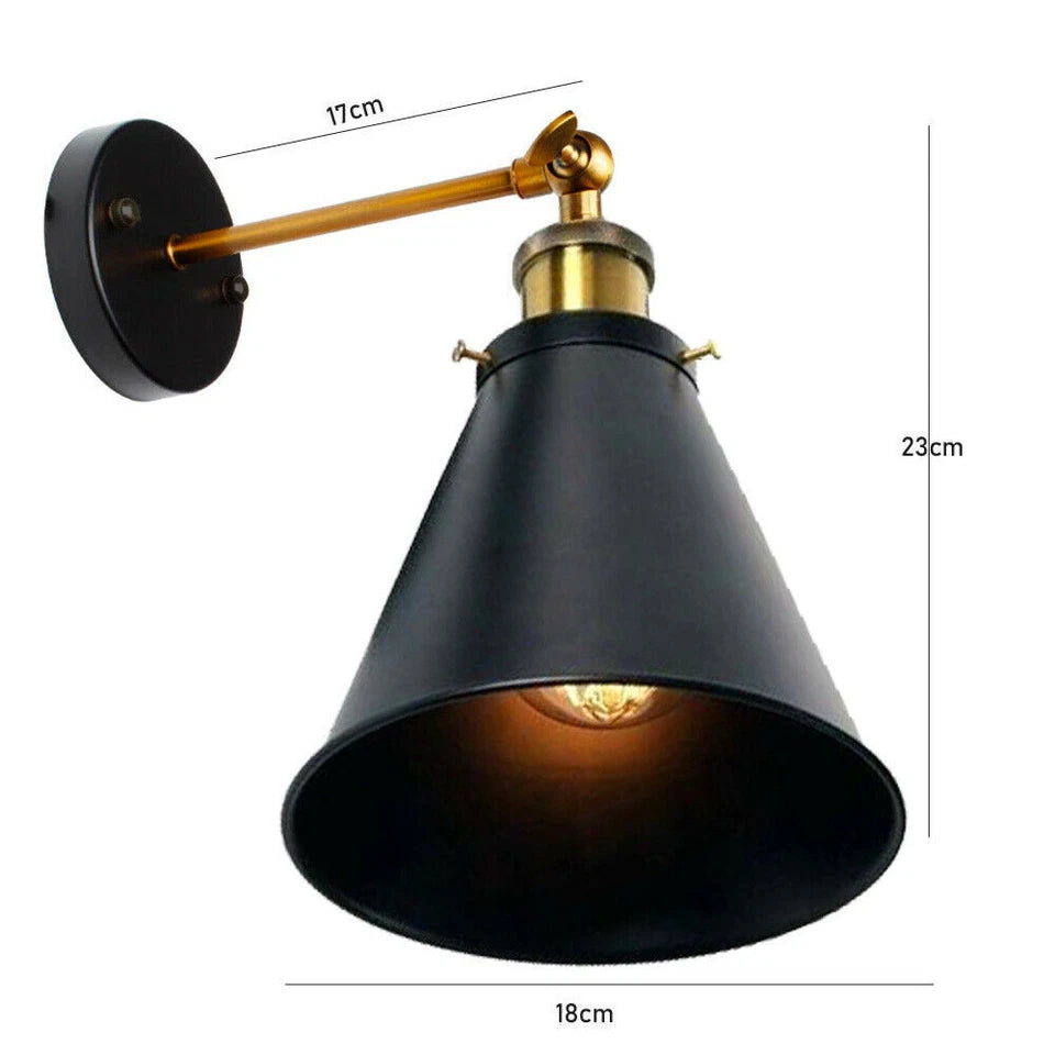 Industrial Wall Light Metal Black Adjustable Wall Sconce Retro Lamp ~1643