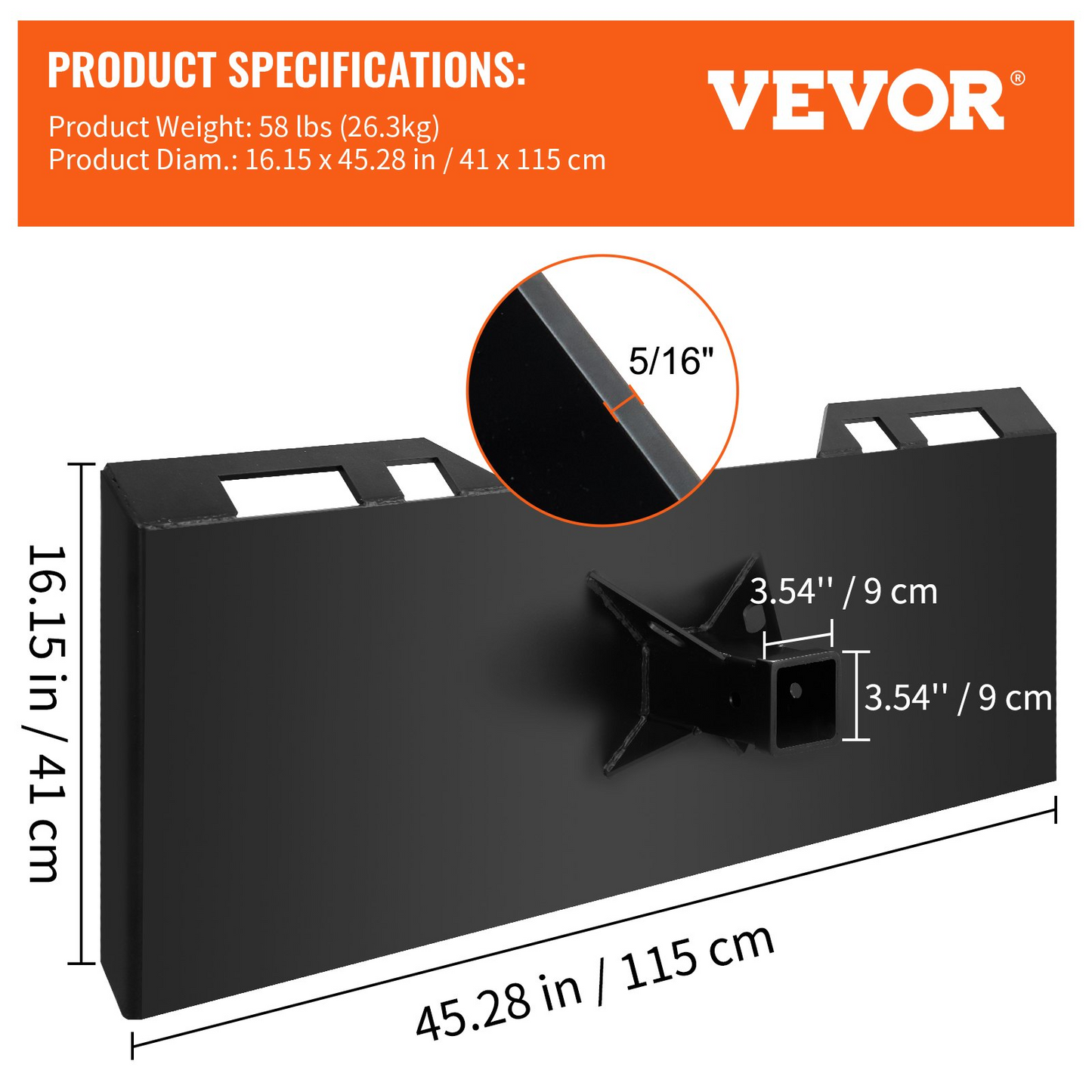 VEVOR 1/4" Thick Plate 3/8" Top Bar Thic Quick Tach Attachment Mount Plate Skid Steer Bobcat