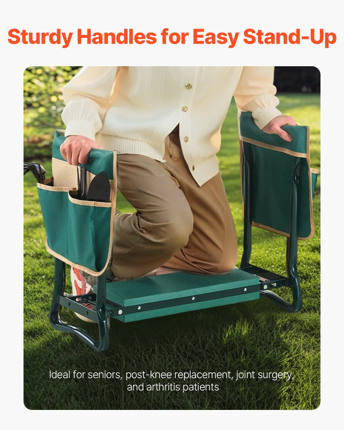 VEVOR Garden Kneeler and Seat 6" Wide Pad 330lbs Capacity Folding Garden Stool