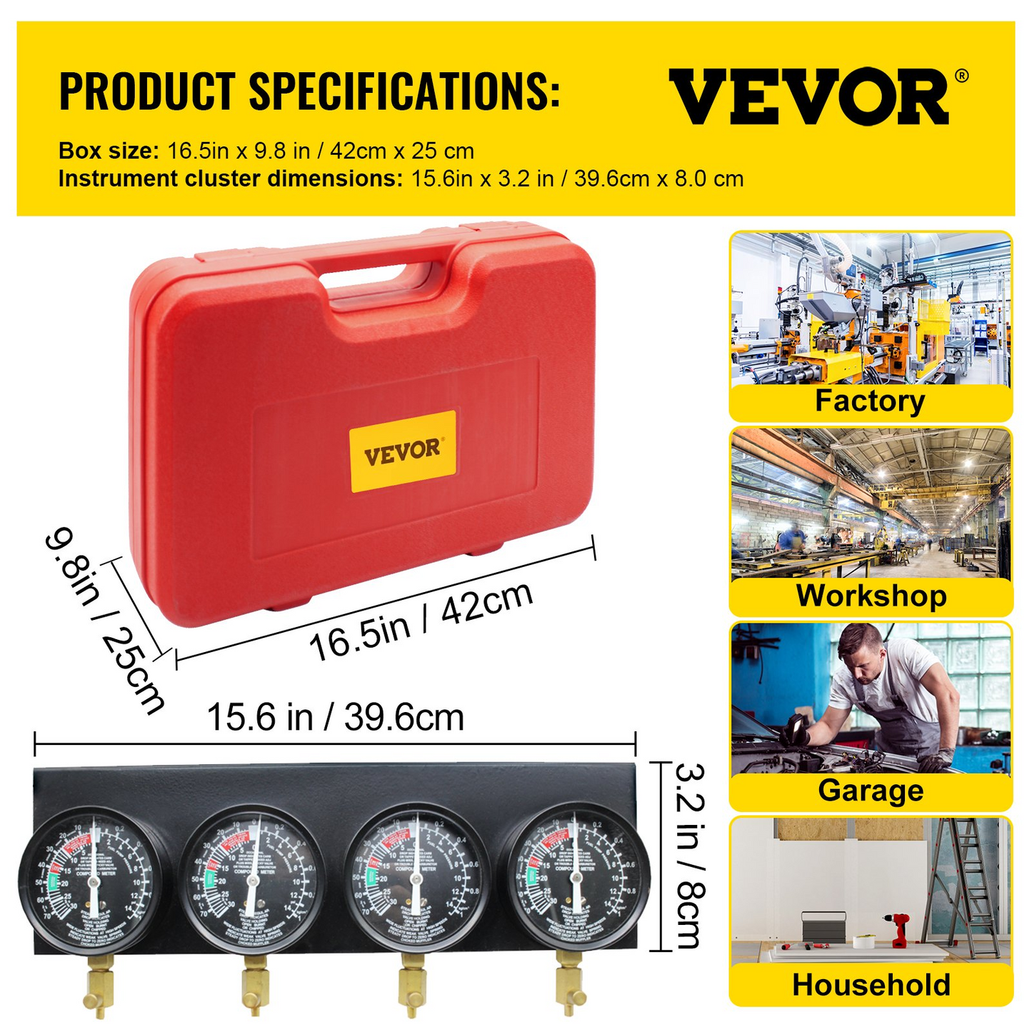 Motorcycle Fuel Vacuum Carburetor Synchronizer Carb Sync 4 Gauges Balancer Kit