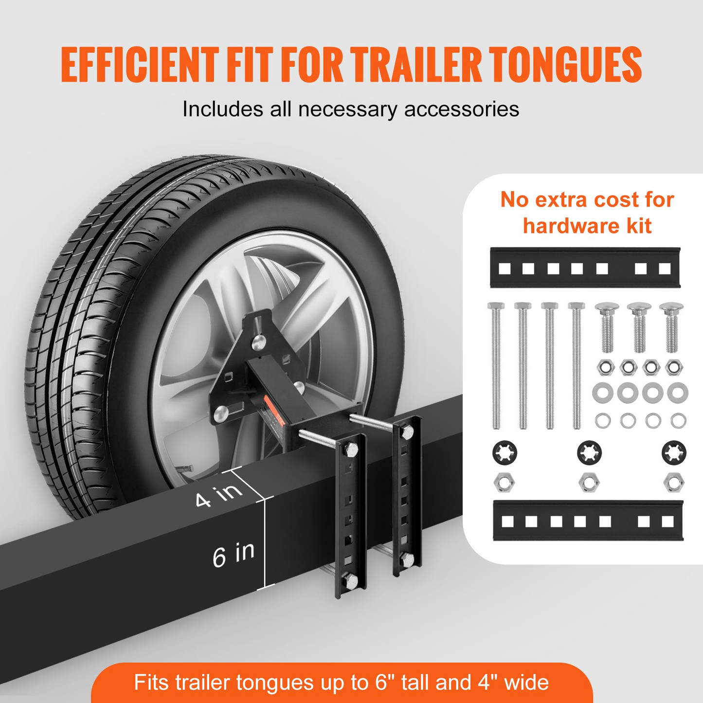 VEVOR Spare Tire Carrier, Trailer Spare Tire Mount, 72.6 kg Capacity, Utility Trailer Accessories Fits Most 4 & 5 & 6 & 8 Lugs Wheels on 10.2 cm, 10.8 cm, 11.4 cm, 12.1 cm, 12.7 cm, 14 cm, 15.2 cm, 16.5 cm Bolt Patterns