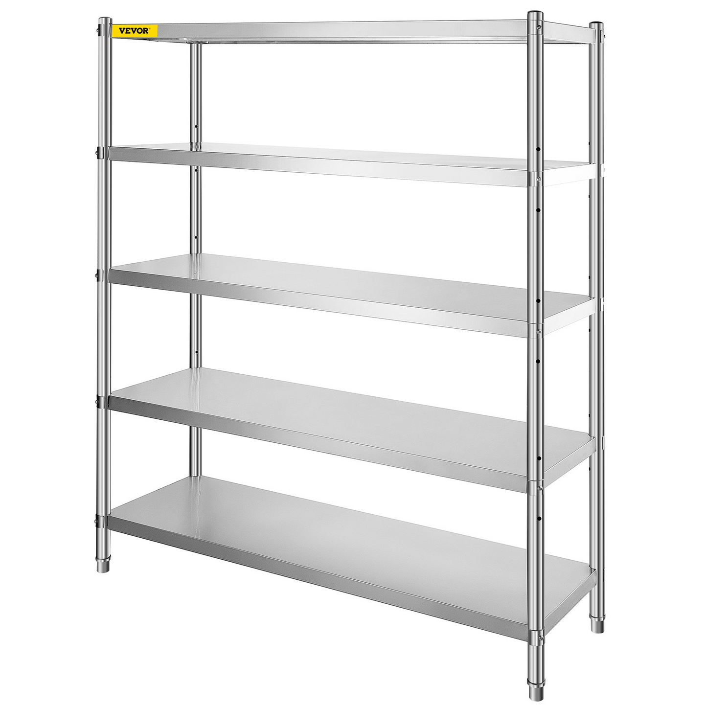 VEVOR Storage Shelf, 5-Tier Storage Shelving Unit, Stainless Steel Garage Shelf, 180.1 x 45 x 180.1 cm Heavy Duty Storage Shelving, 748.4 kg Total Capacity with Adjustable Height