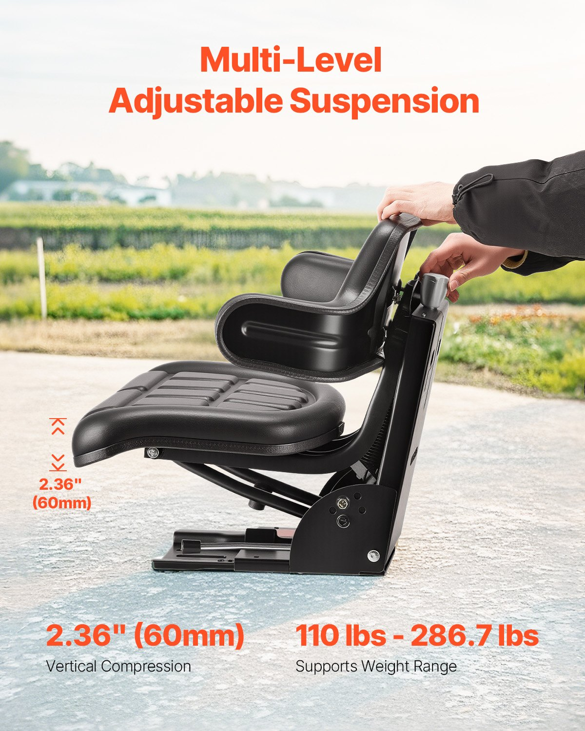 VEVOR Waterproof Forklift Seat Adjustable Tractor Suspension Seat Mower Digger