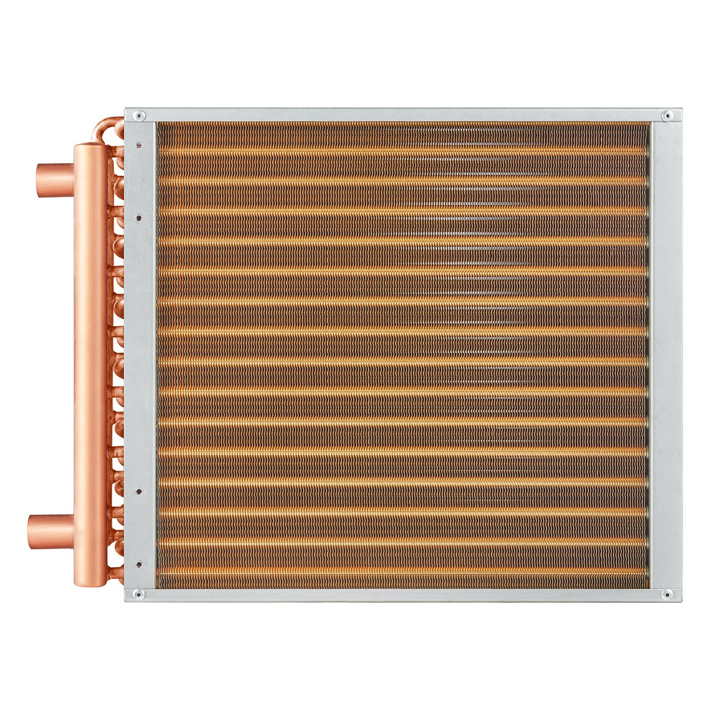 VEVOR 16"x 16"/40.6 x 40.6 cm Heat Exchanger Water to Air 3-Row 3/8"/ 1 cm Copper Ports 193 Fins