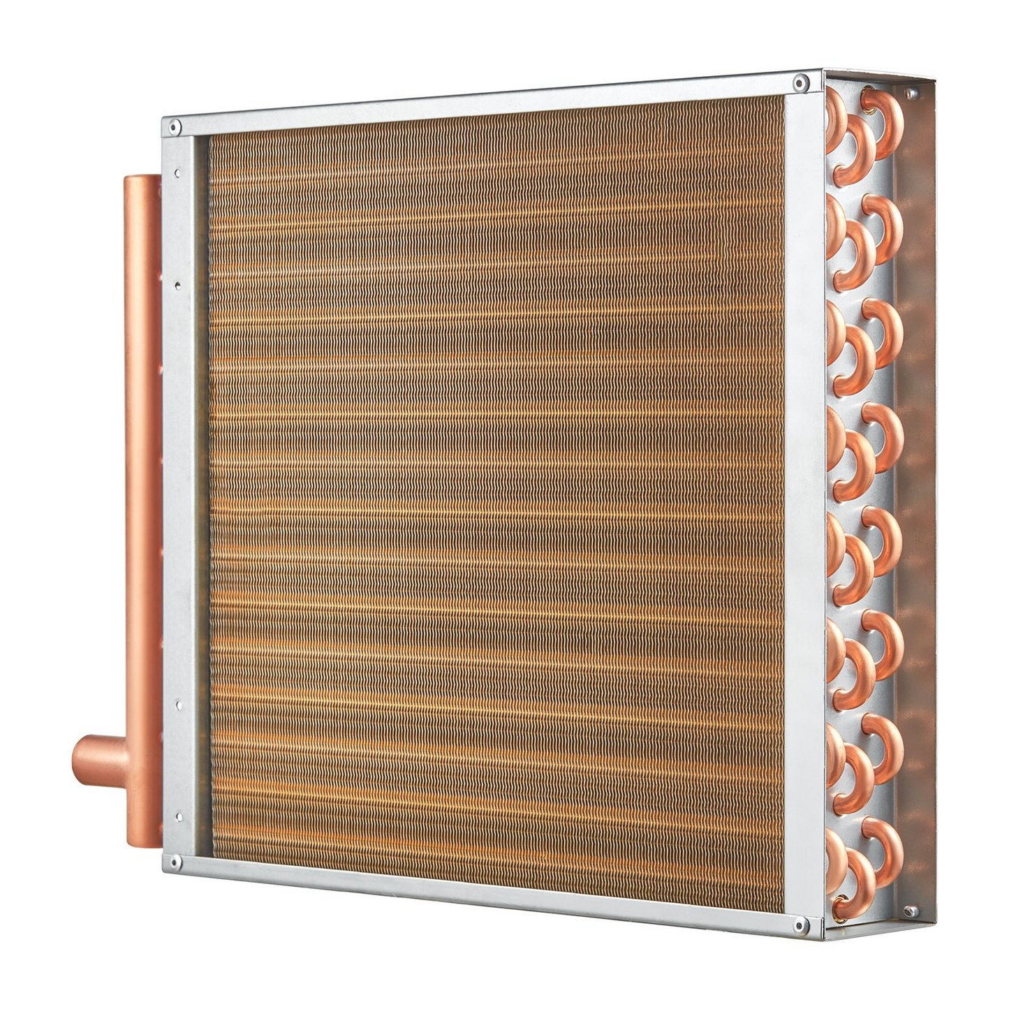 VEVOR 16"x 16"/40.6 x 40.6 cm Heat Exchanger Water to Air 3-Row 3/8"/ 1 cm Copper Ports 193 Fins
