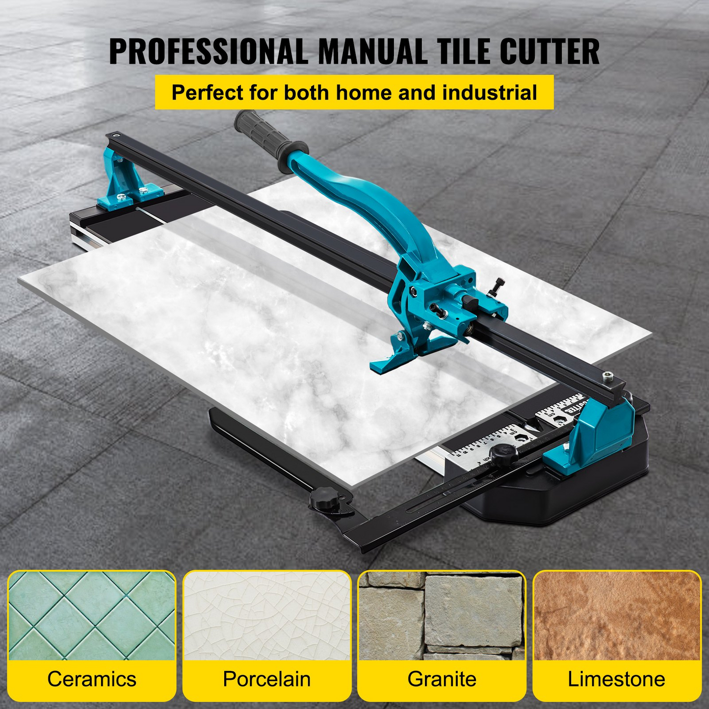 VEVOR Tile Cutter 99.1 cm Cutting Tool w/ Laser Guide Single Rail Double Brackets