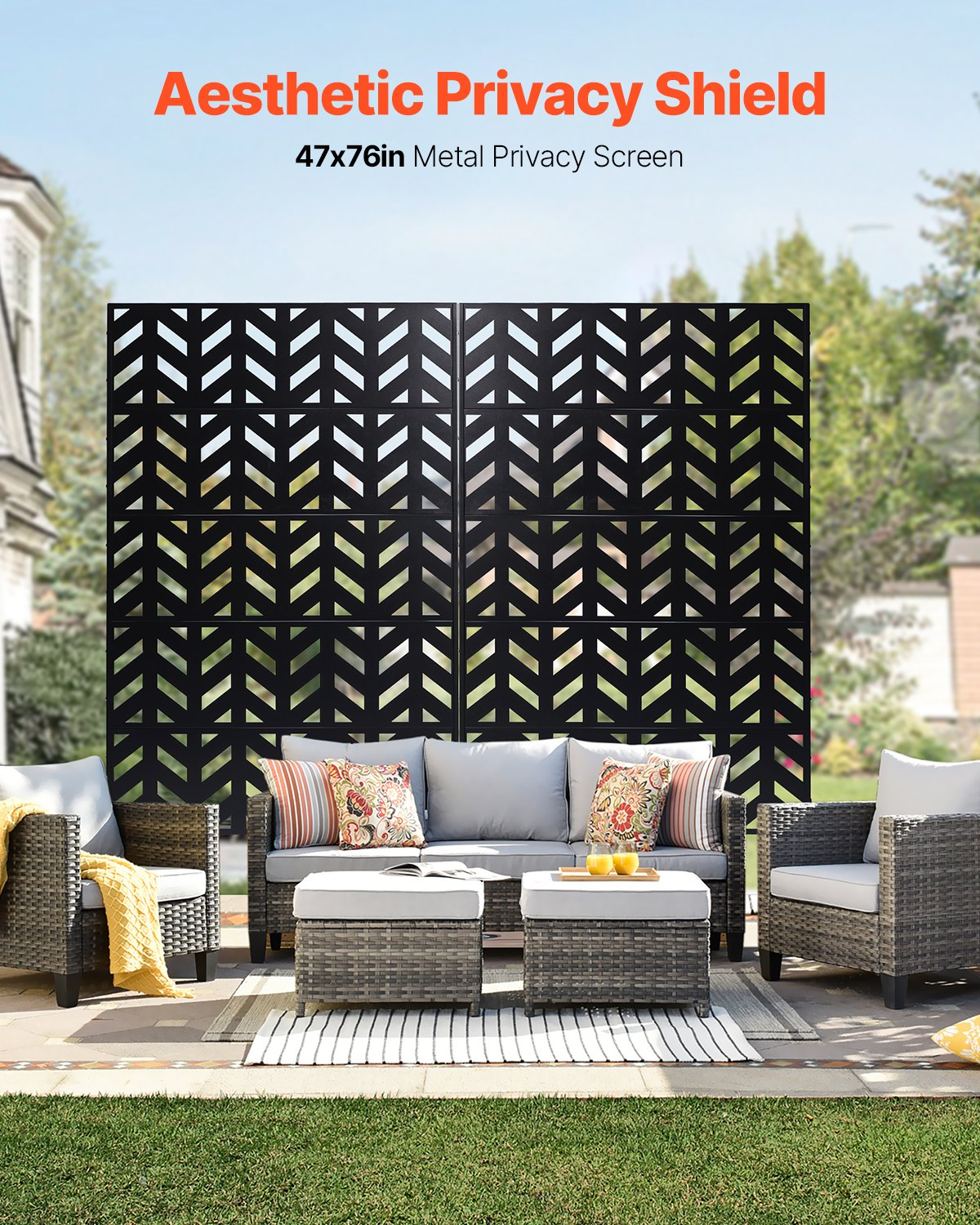 VEVOR Metal Privacy Screen 47" x 72" Freestanding Outdoor Privacy Screens