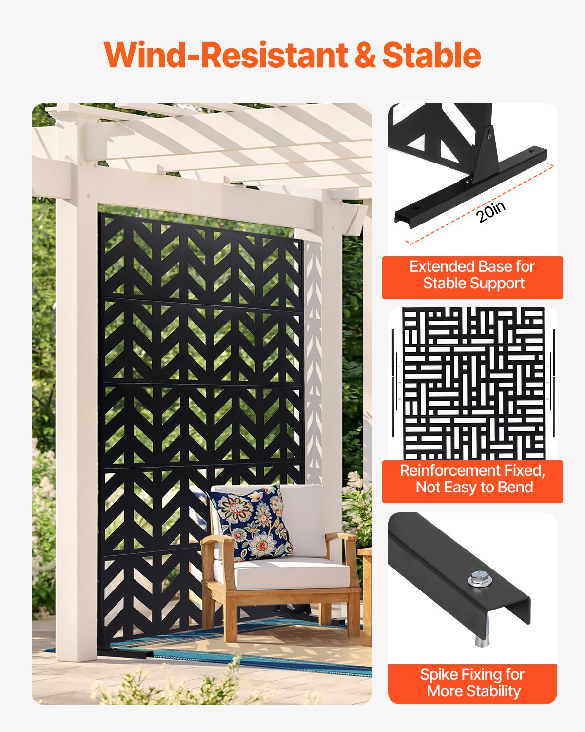 VEVOR Metal Privacy Screen 47" x 72" Freestanding Outdoor Privacy Screens