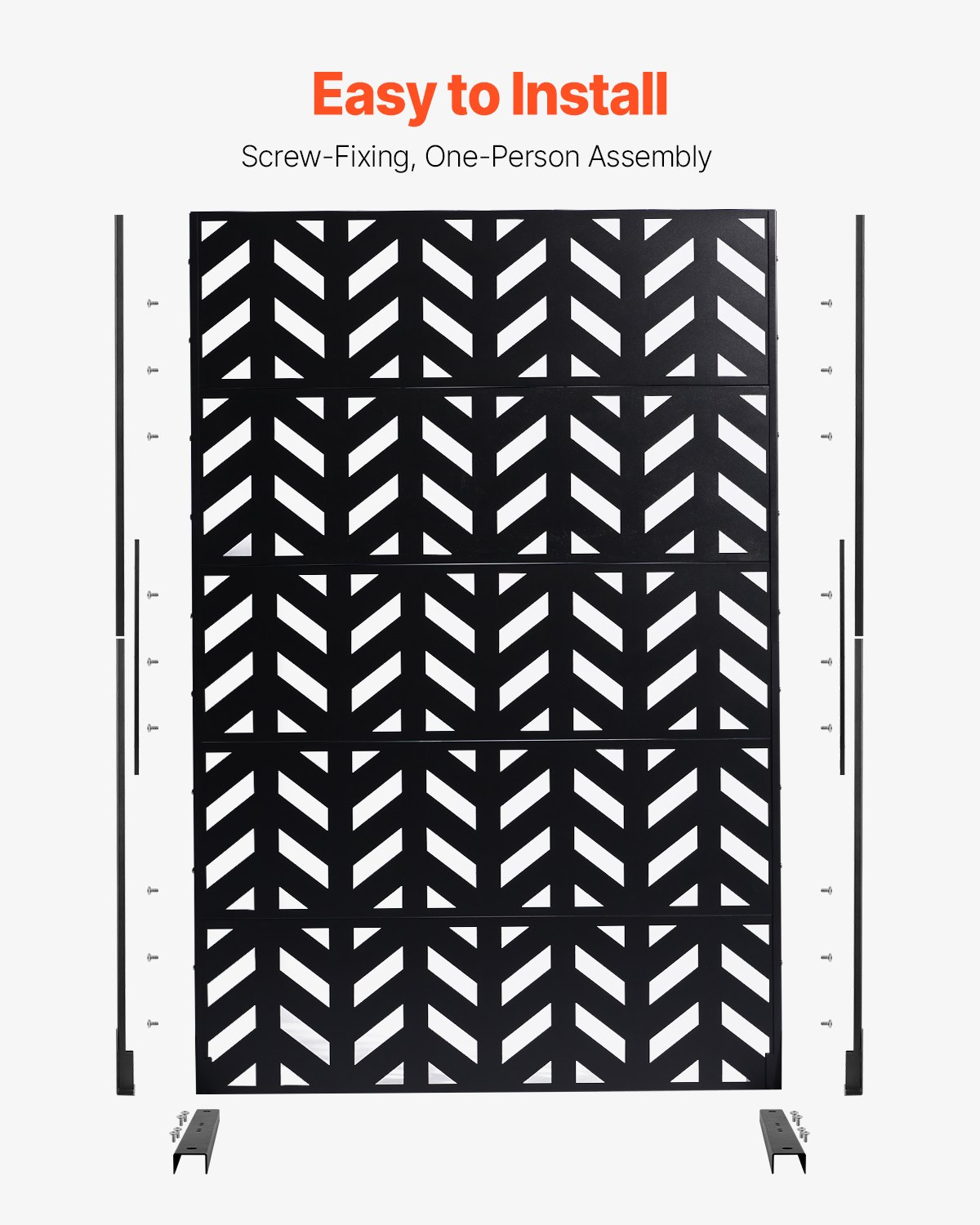 VEVOR Metal Privacy Screen 47" x 72" Freestanding Outdoor Privacy Screens