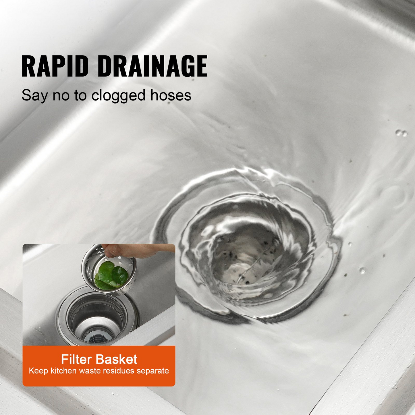VEVOR Stainless Steel Utility Sink, 1 Compartment Free Standing Small Sink Include Faucet & legs, 40.6 x 33 x 22.1 cm Commercial Single Bowl Sinks for Garage, Restaurant, Kitchen, Laundry, NSF Certified