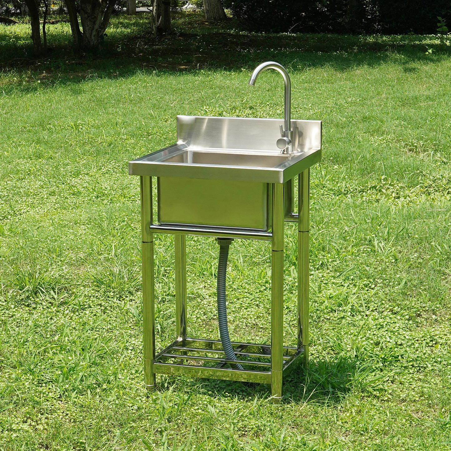 VEVOR Stainless Steel Utility Sink, 1 Compartment Free Standing Small Sink Include Faucet & legs, 40.6 x 33 x 22.1 cm Commercial Single Bowl Sinks for Garage, Restaurant, Kitchen, Laundry, NSF Certified