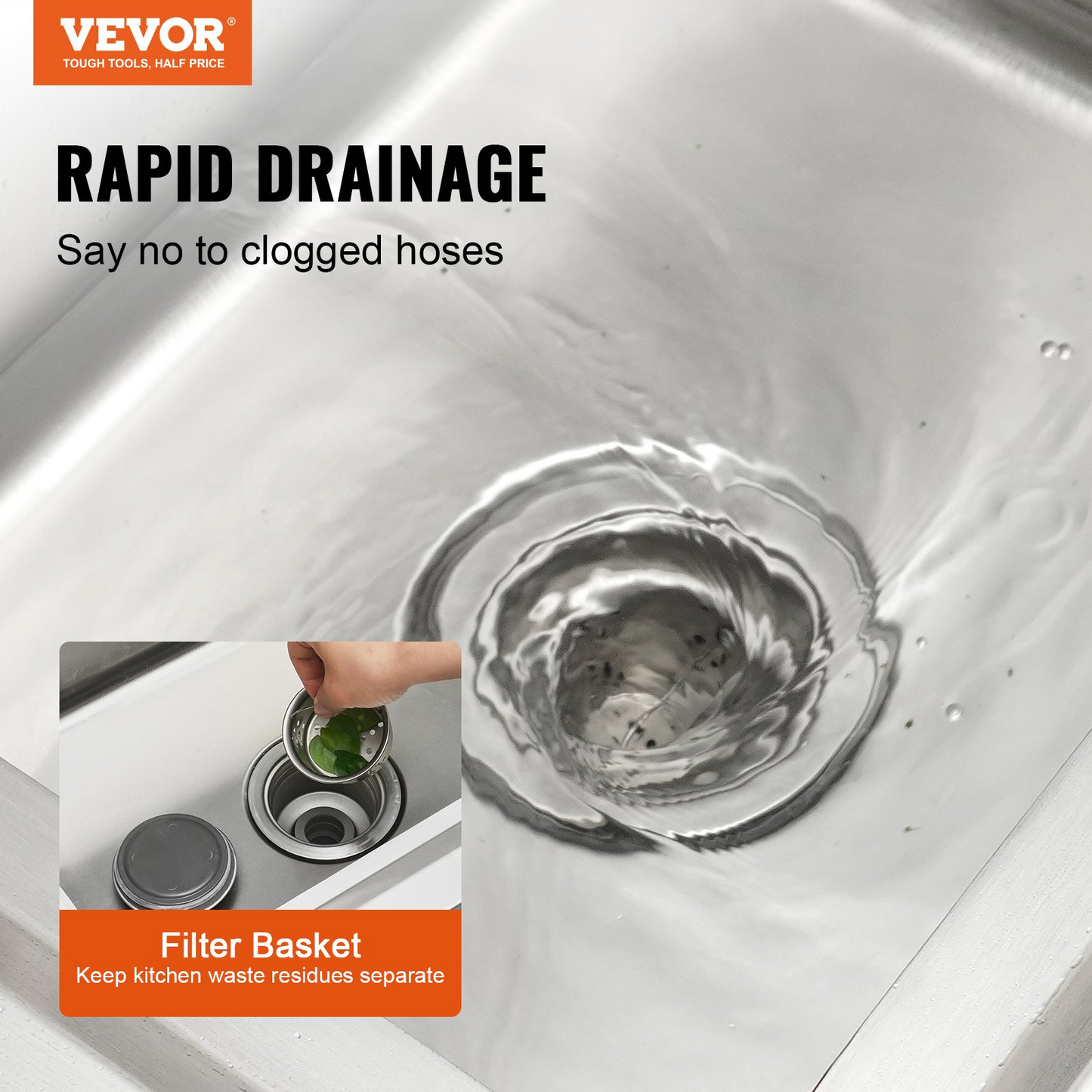 VEVOR Stainless Steel Utility Sink, 1 Compartment Free Standing Small Sink w/Workbench Faucet & legs, 100.1 x 48.5 x 95 cm Commercial Single Bowl Sinks for Garage, Restaurant, Laundry, NSF Certified
