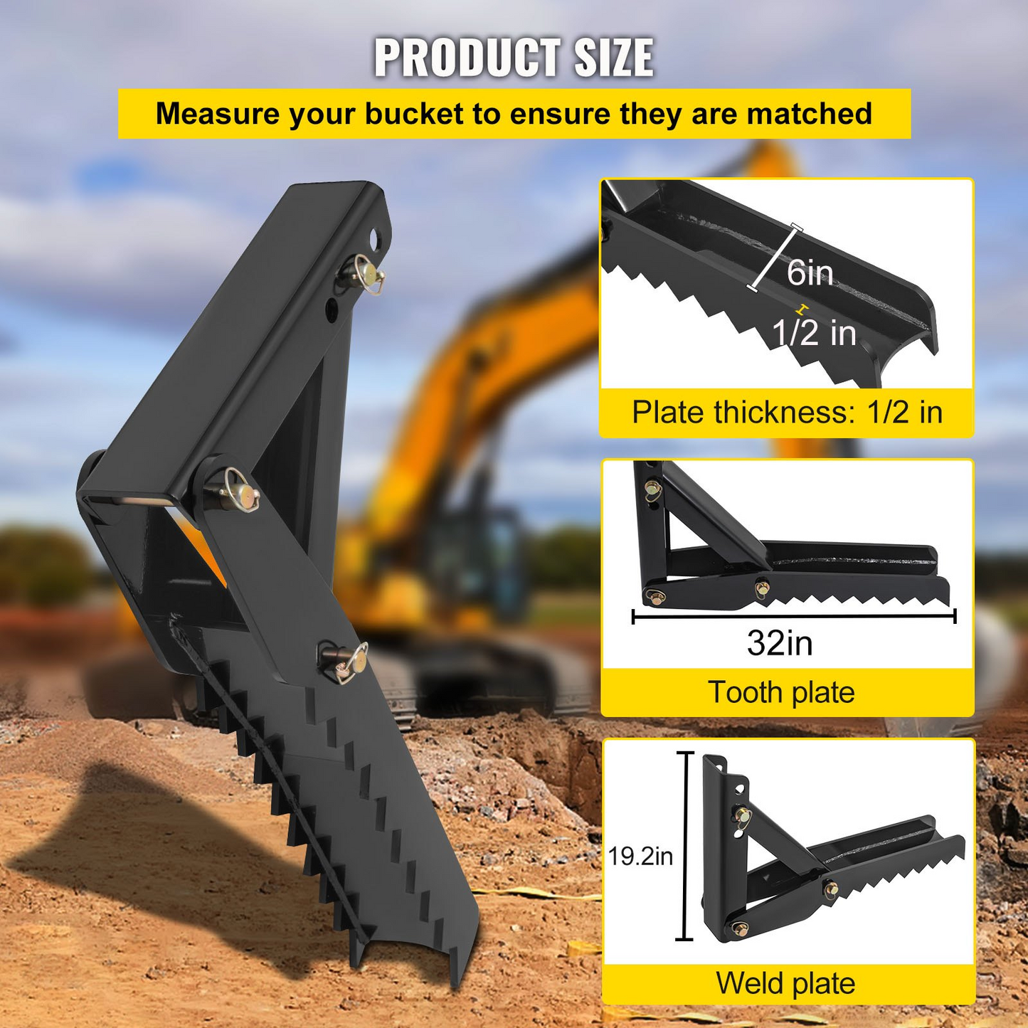 VEVOR welding of thumb accessories for backhoe excavator 32"