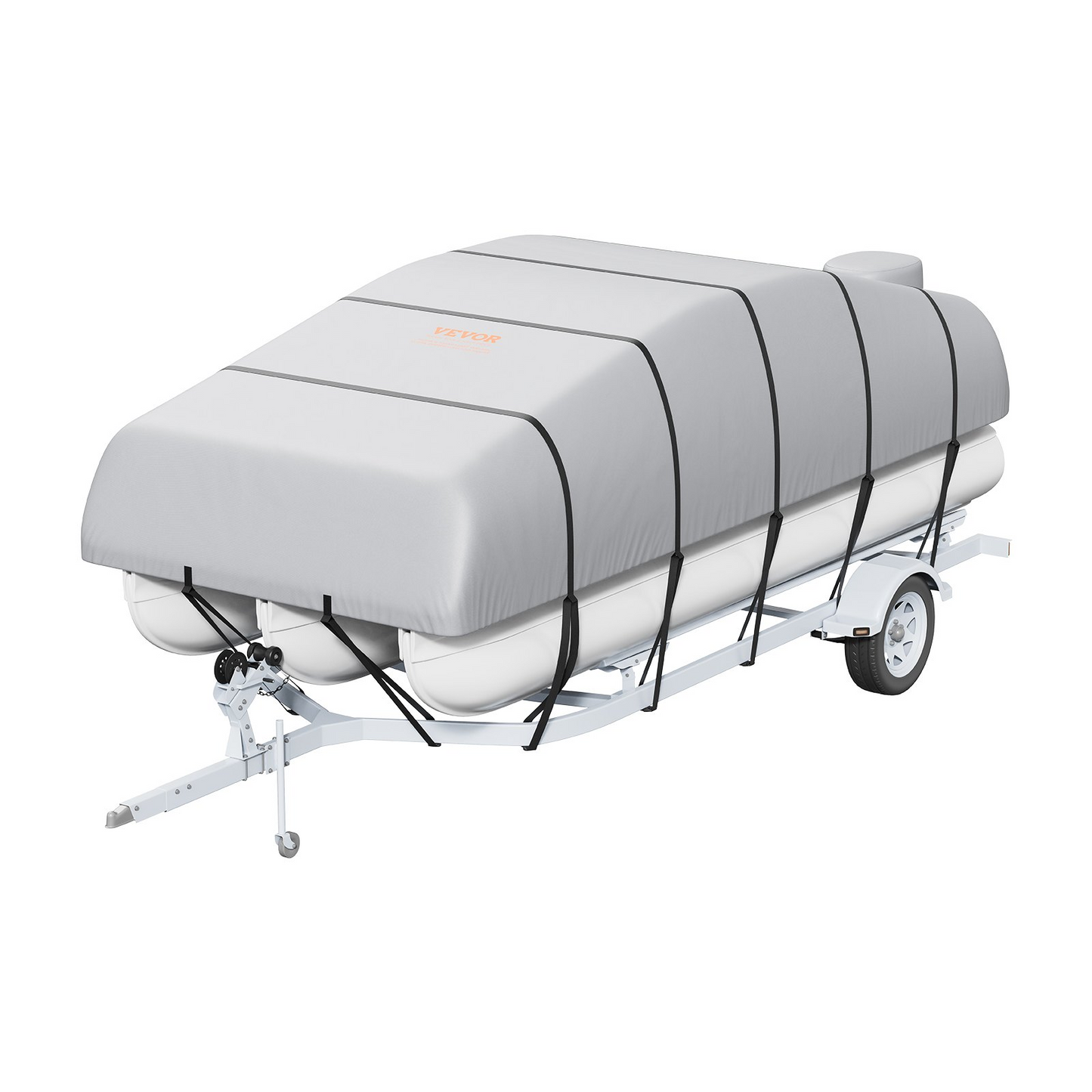 VEVOR Pontoon Boat Cover, 23'-24' Waterproof Trailerable Pontoon Cover, 800D Marine Grade PU Oxford Fabric, with Motor Cover, 16 Windproof Buckle Straps, Fits for 23'-24'L, Beam Width to 102", Grey