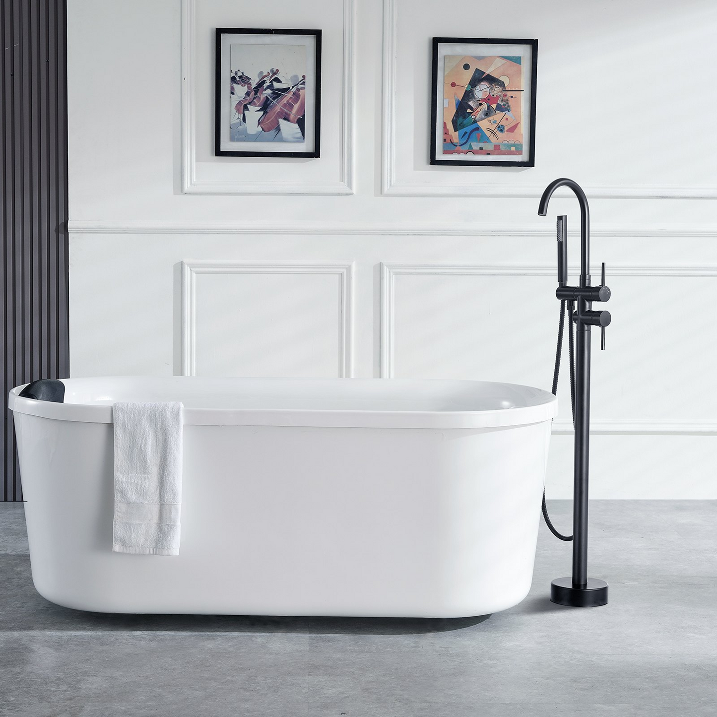 VEVOR Freestanding Bathtub Faucet, Floor Mount, Freestanding Tub Filler, Shower Mixer Taps, Two Water Modes, 360° Swivel Spout, for Bathing & Showering Pet Bathing Cleaning Drains Toilet Flushing
