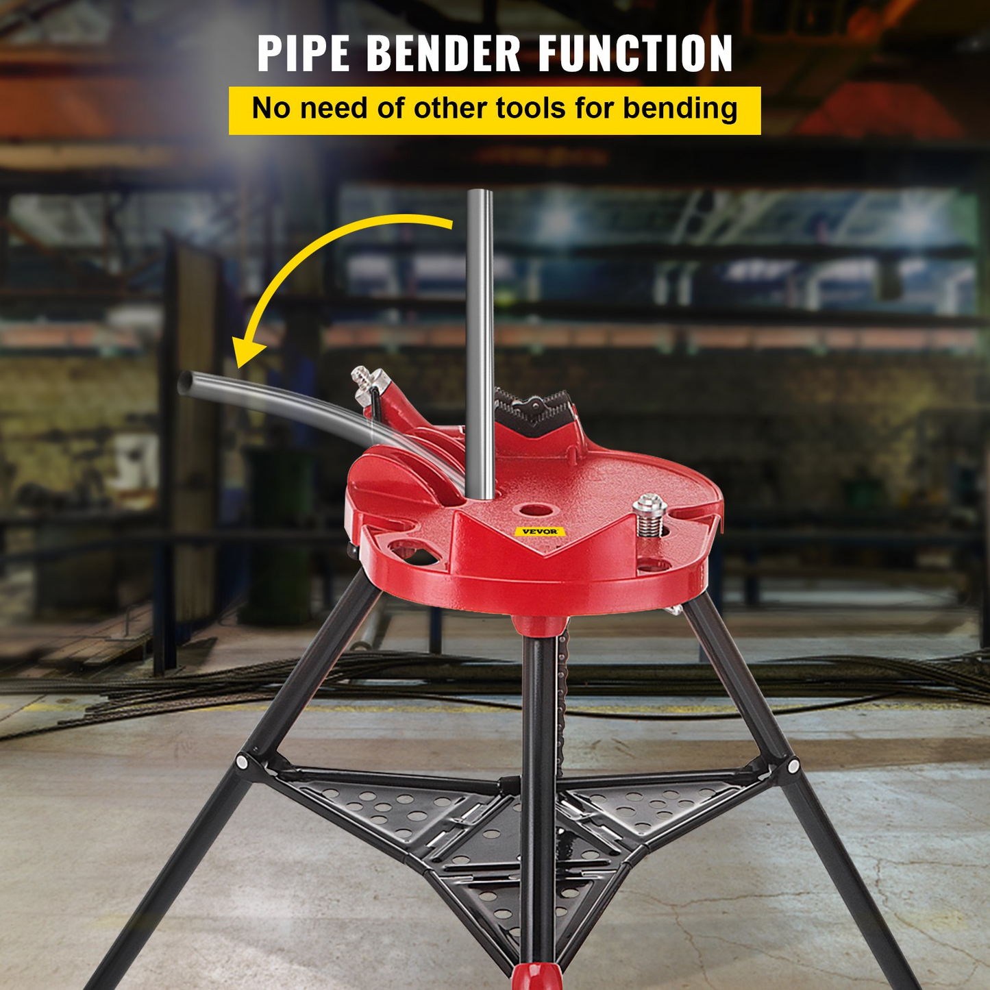 VEVOR Chain Vise with Tripod Stand | 3.2 to 152 mm Pipe Capacity | 600 kg Loading Capacity | Portable Stand with Folding Legs and Tool Tray | Ideal for Plumbing and Pipe Work