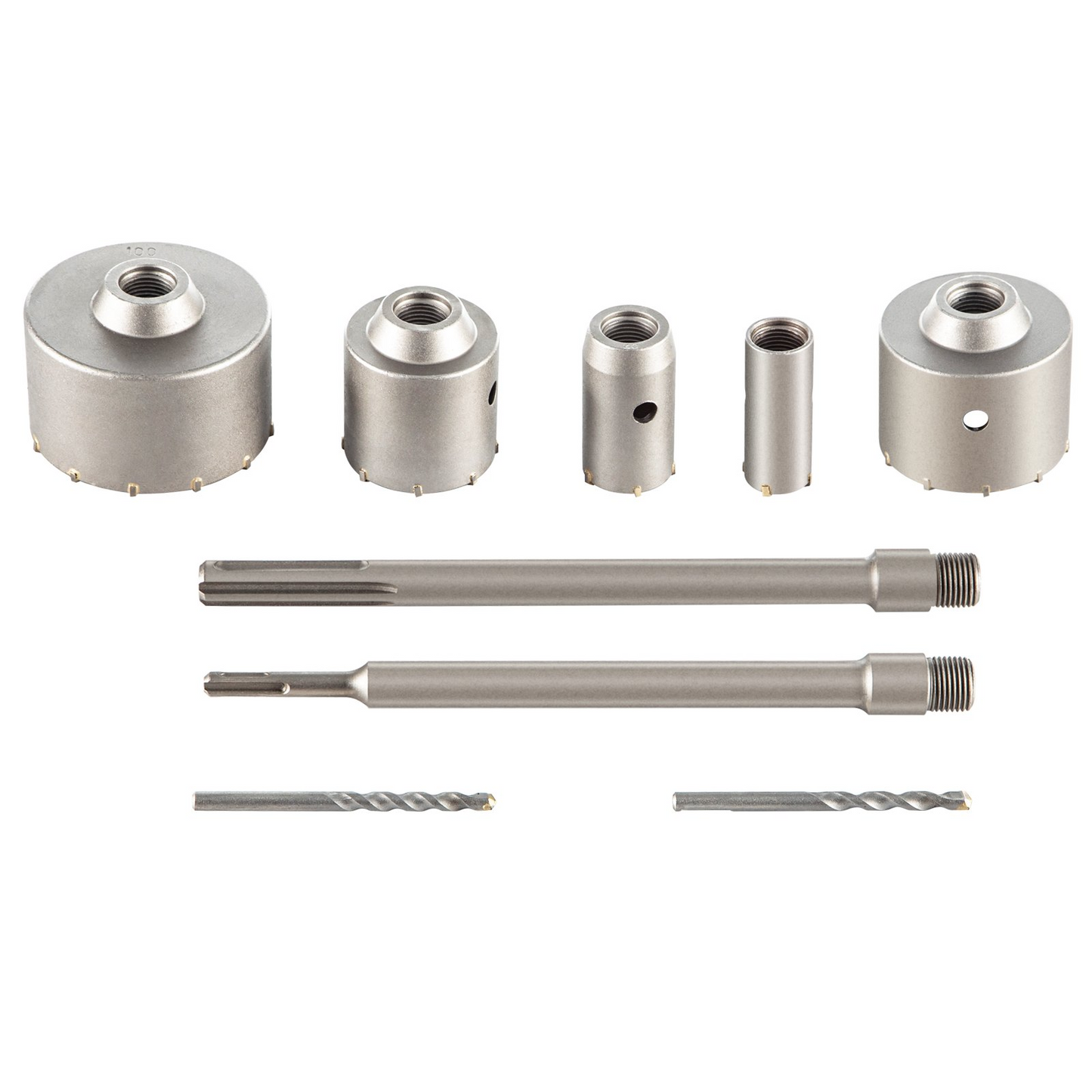 VEVOR Concrete Hole Saw Kit, 30/40/65/80/100mm Drill Bit Set SDS Plus or SDS Max Shank Wall Hole Cutter with 11.8"/300 mm Connecting Rod for Brick, Concrete, Cement, Stone Wall, Masonry, Tile
