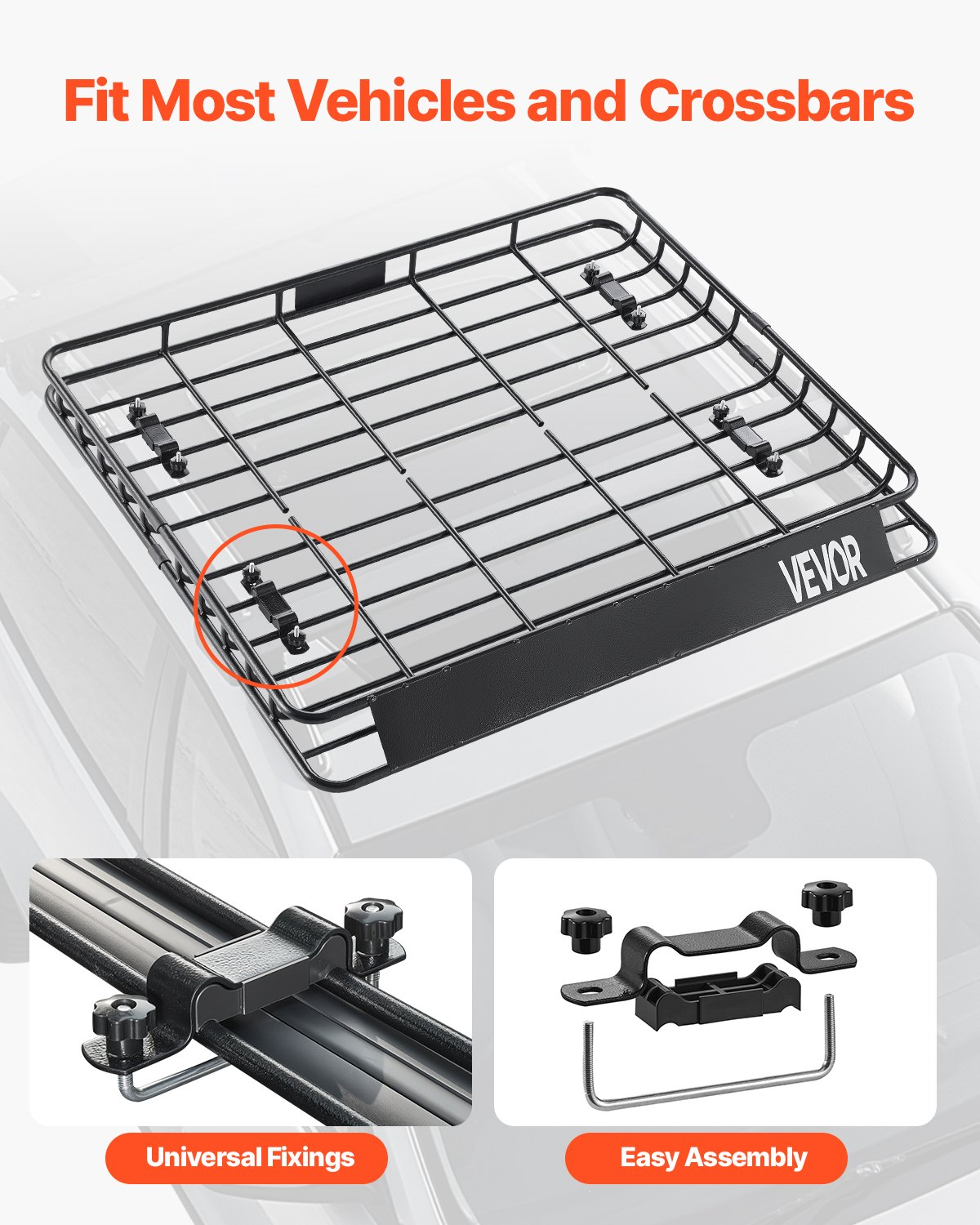 VEVOR Roof Rack Cargo Carrier Basket 43 x 50 x 4.1 in Car Top Luggage Holder