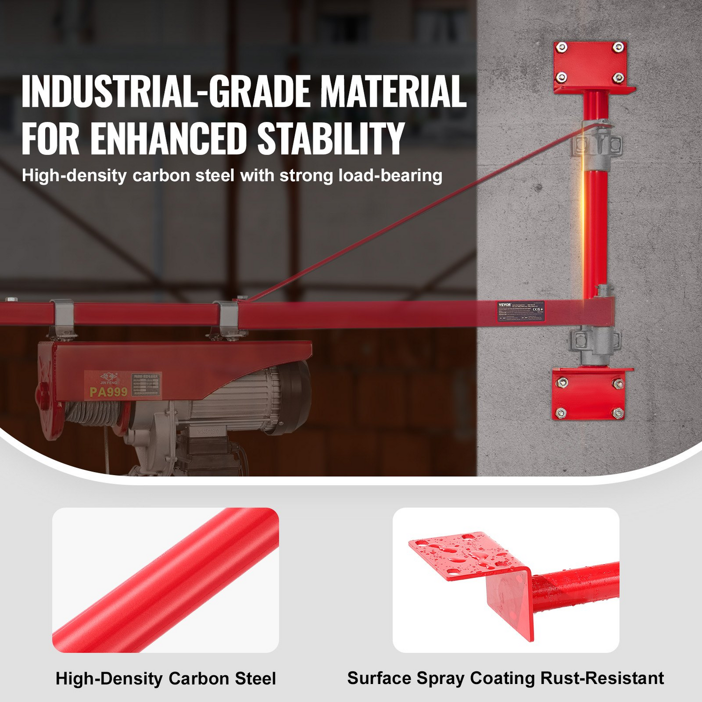 VEVOR Electric Hoist Support Pole, 1000 kg Max Load Capacity, Electric Hoist Holder, Carbon Steel Hoist Frame, Scaffold Mount Hoist Lifting Pole, Winch Hoist Pillar for Lifting, Workshop, Garage