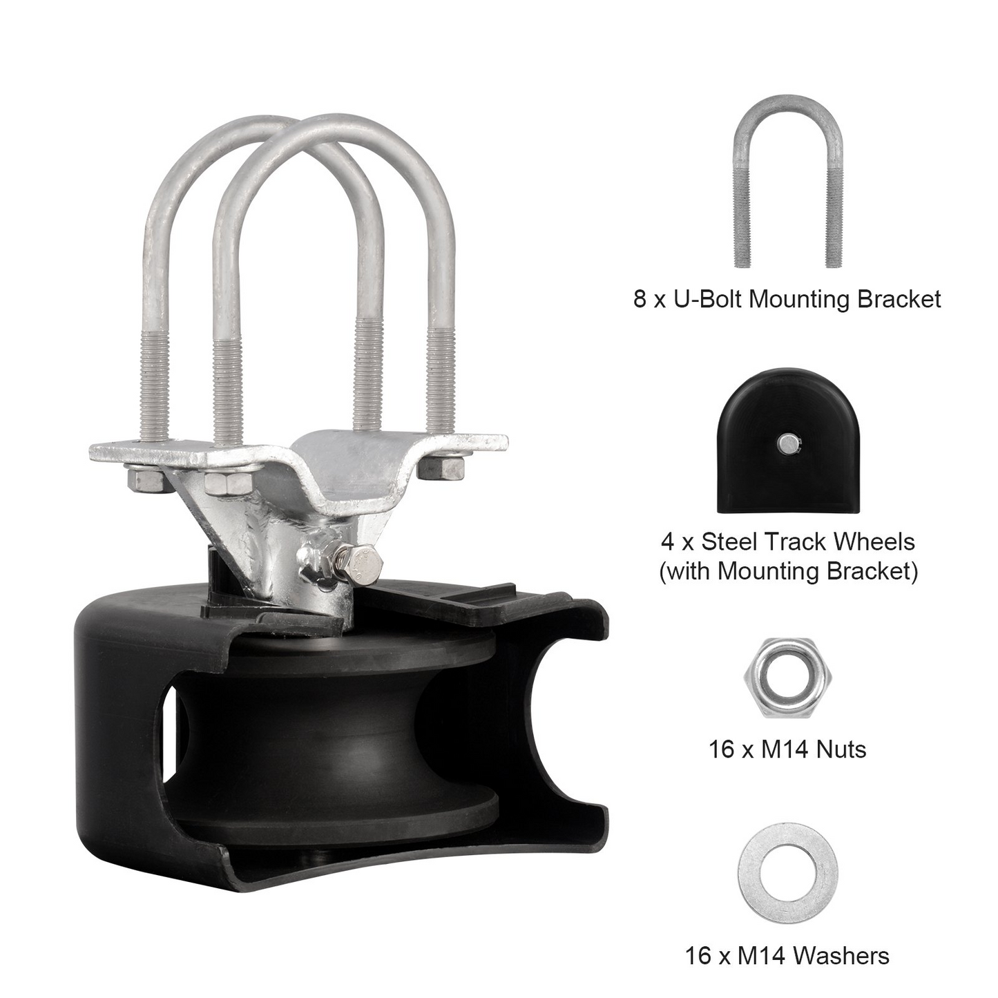 VEVOR Sliding Gate Kit w/ U-Shaped Groove 4 Track Wheels/Cover for Cantilever