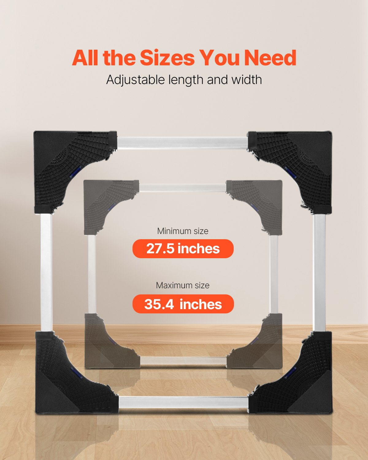 VEVOR Fridge Stand Mobile Base 1100 lb 27.5-35.4 Inch Adjustable Furniture Dolly