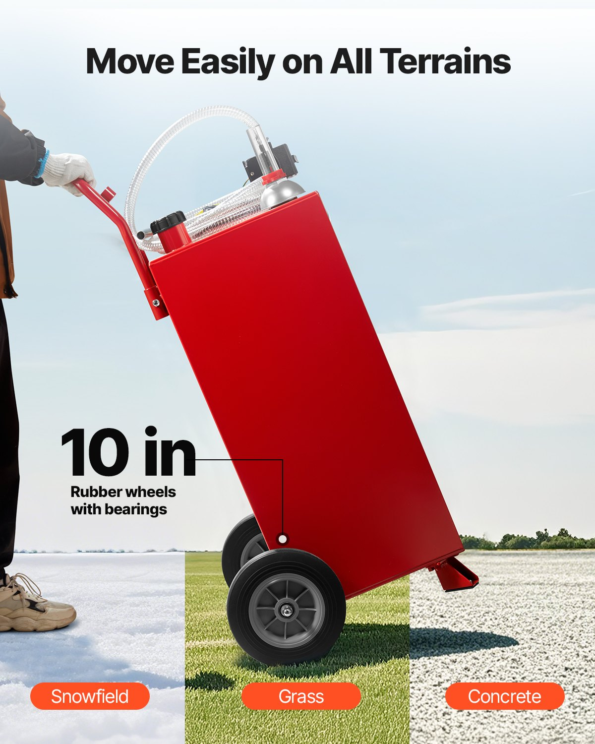 VEVOR 30 Gallon Fuel Caddy Gasoline & Diesel Fuel Tank with Manual Pump Red