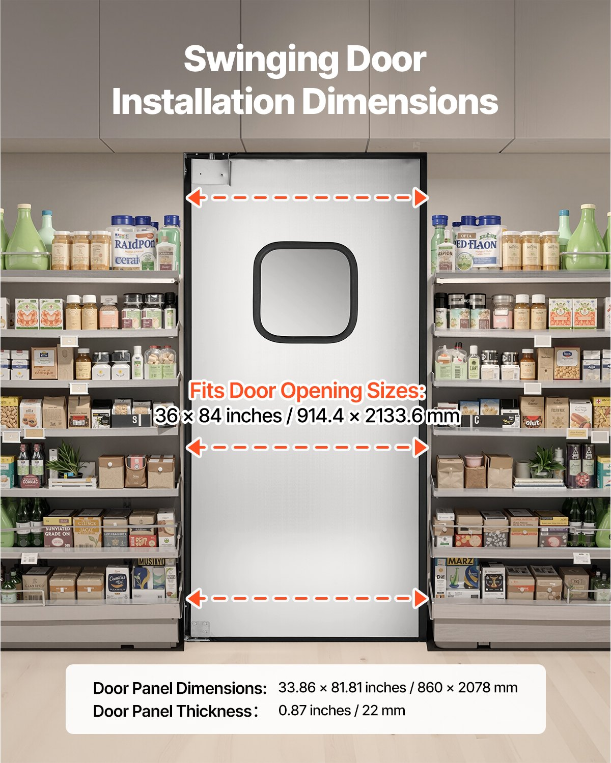 VEVOR Stainless Steel Traffic Swing Door Single Panel 91.4x213.4 cm Commercial